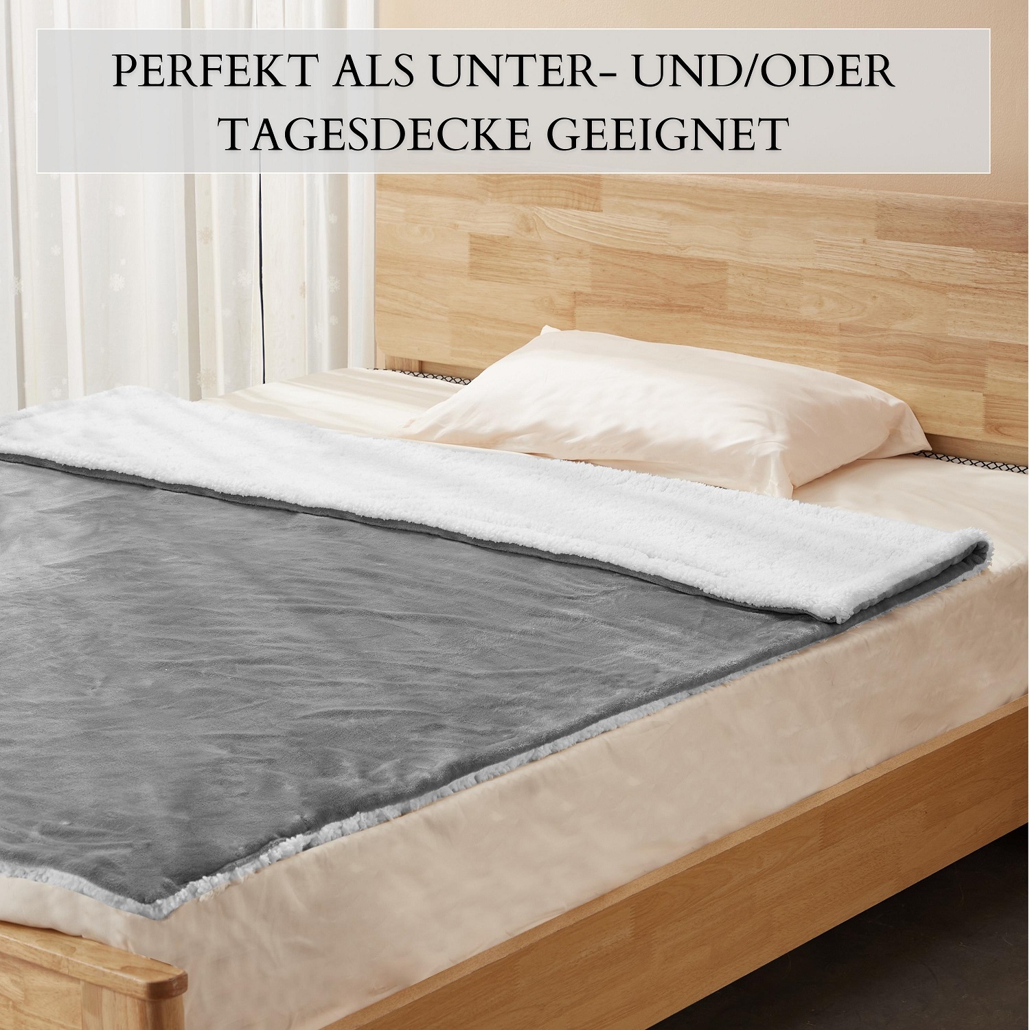 Ecosa EO-9504 Kuscheldecke 150*200cm Dunkelsilber+Weiß