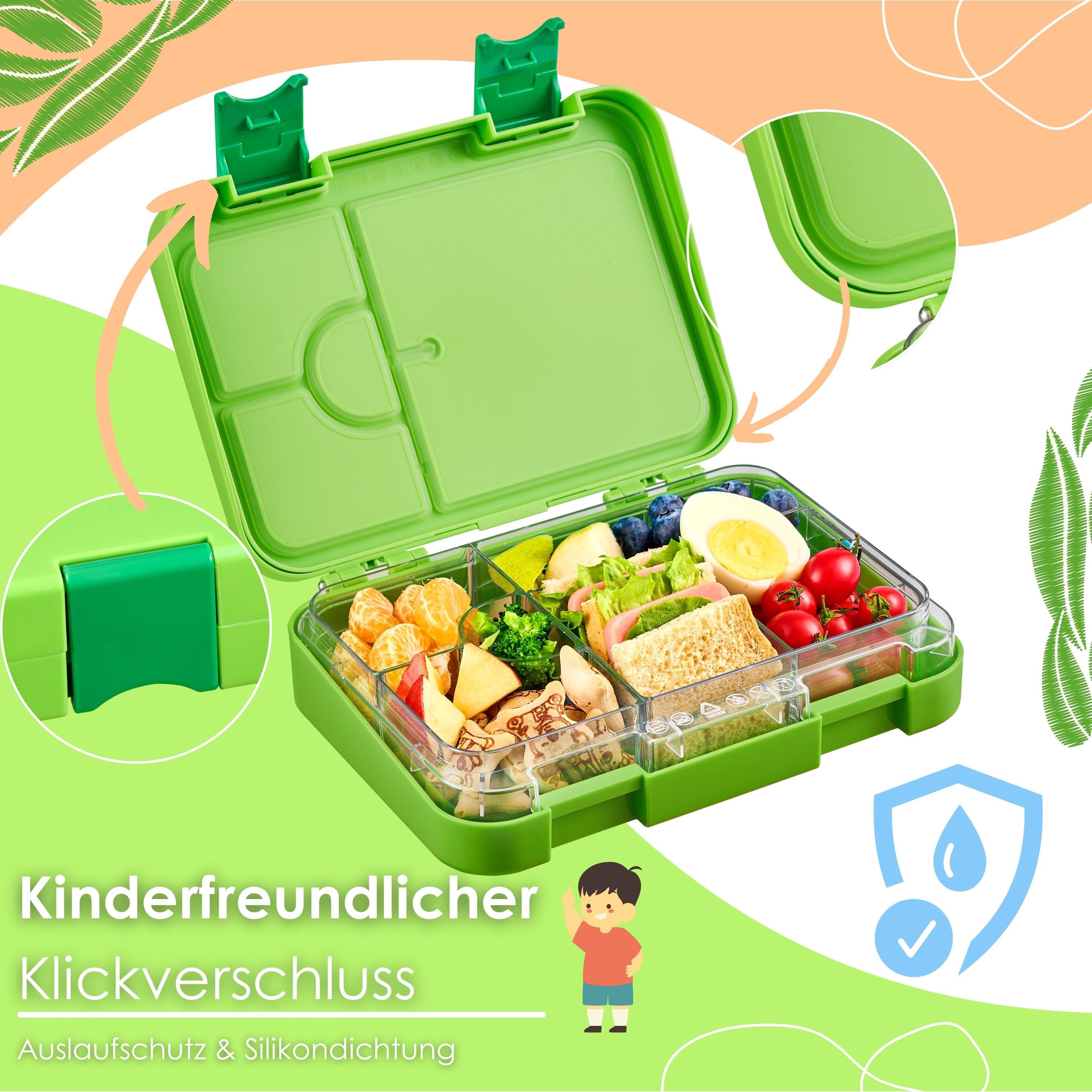 Ecosa yummy buddy Kinder Snackbox mit 6 Fächern Grün