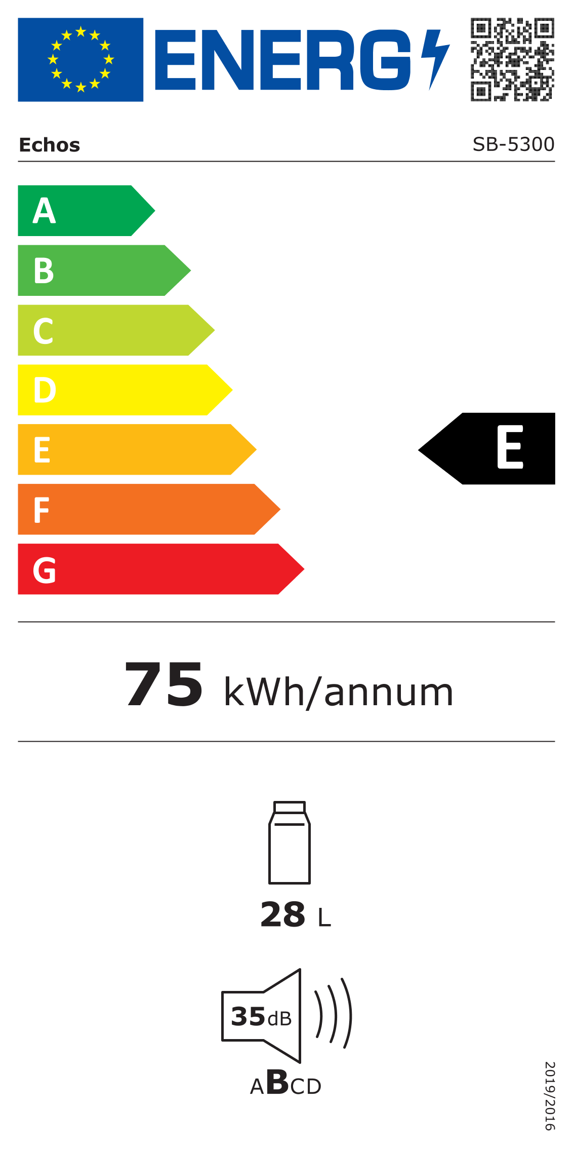 Echos Weinkühler 28 Liter | 10 Flaschen | Glastür