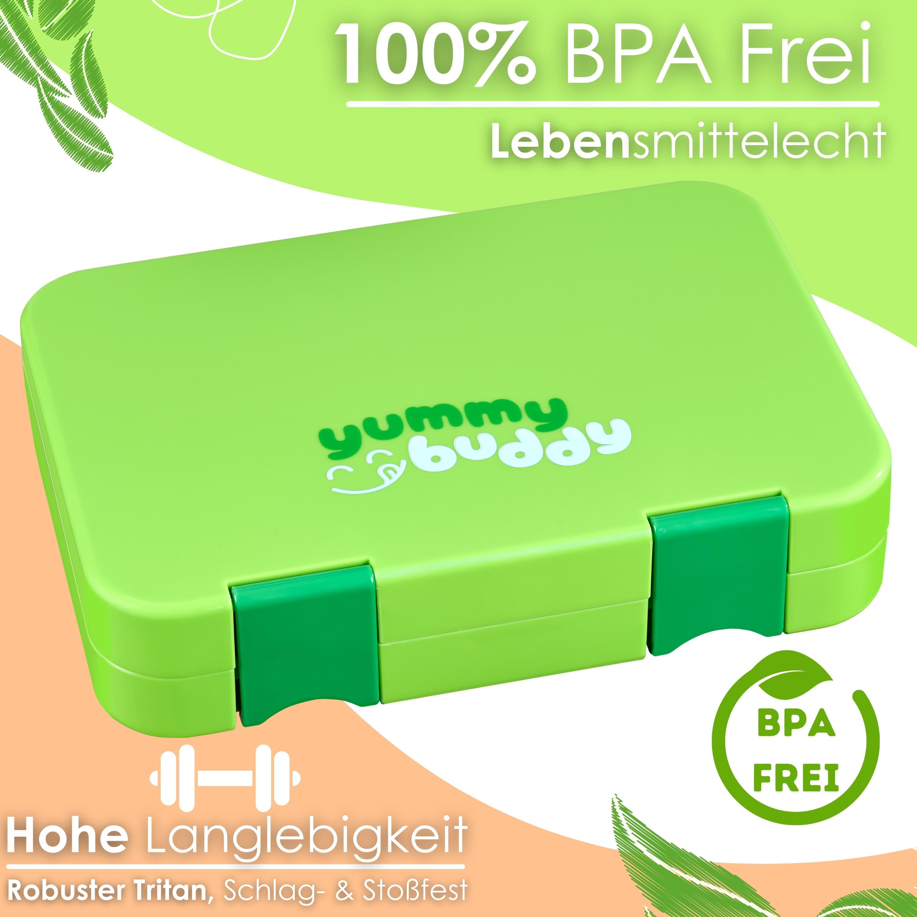 Ecosa yummy buddy Kinder Snackbox mit 6 Fächern Grün