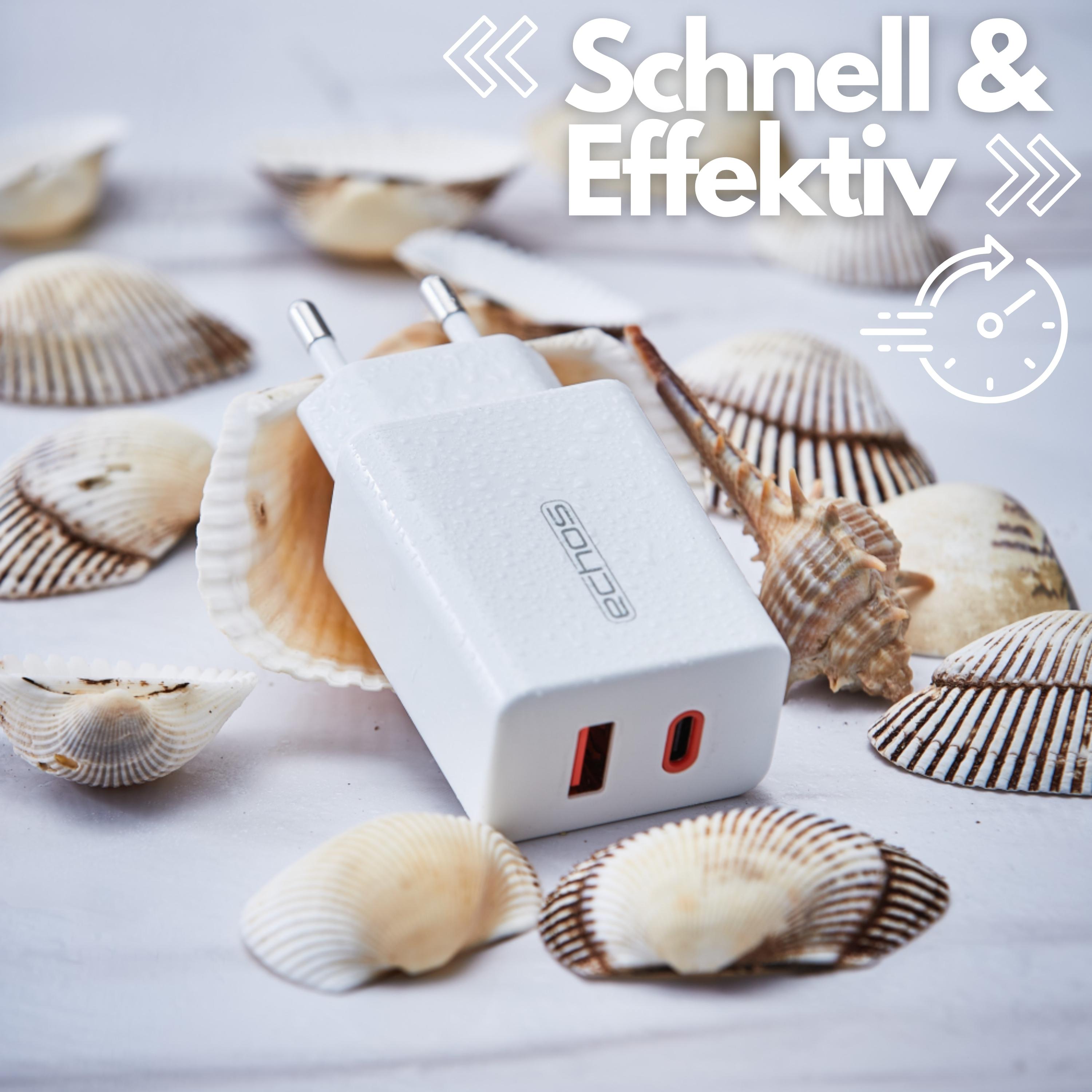 Echos 33W Dualport USB-C + USB-A Schnellladegerät | QC3.0, PD und PPS