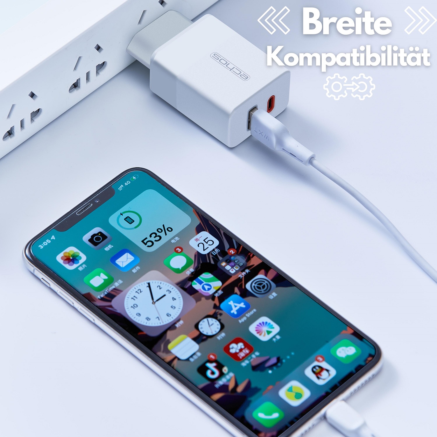 Echos 33W Dualport USB-C + USB-A Schnellladegerät | QC3.0, PD und PPS