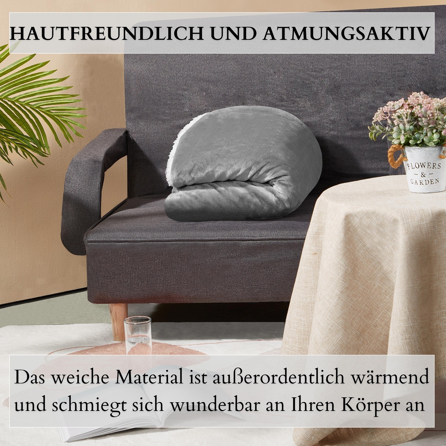 Ecosa EO-9504 Kuscheldecke 150*200cm Dunkelsilber+Weiß Ecosa EO-9504 Kuscheldecke 150*200cm Dunkelsilber+Weiß