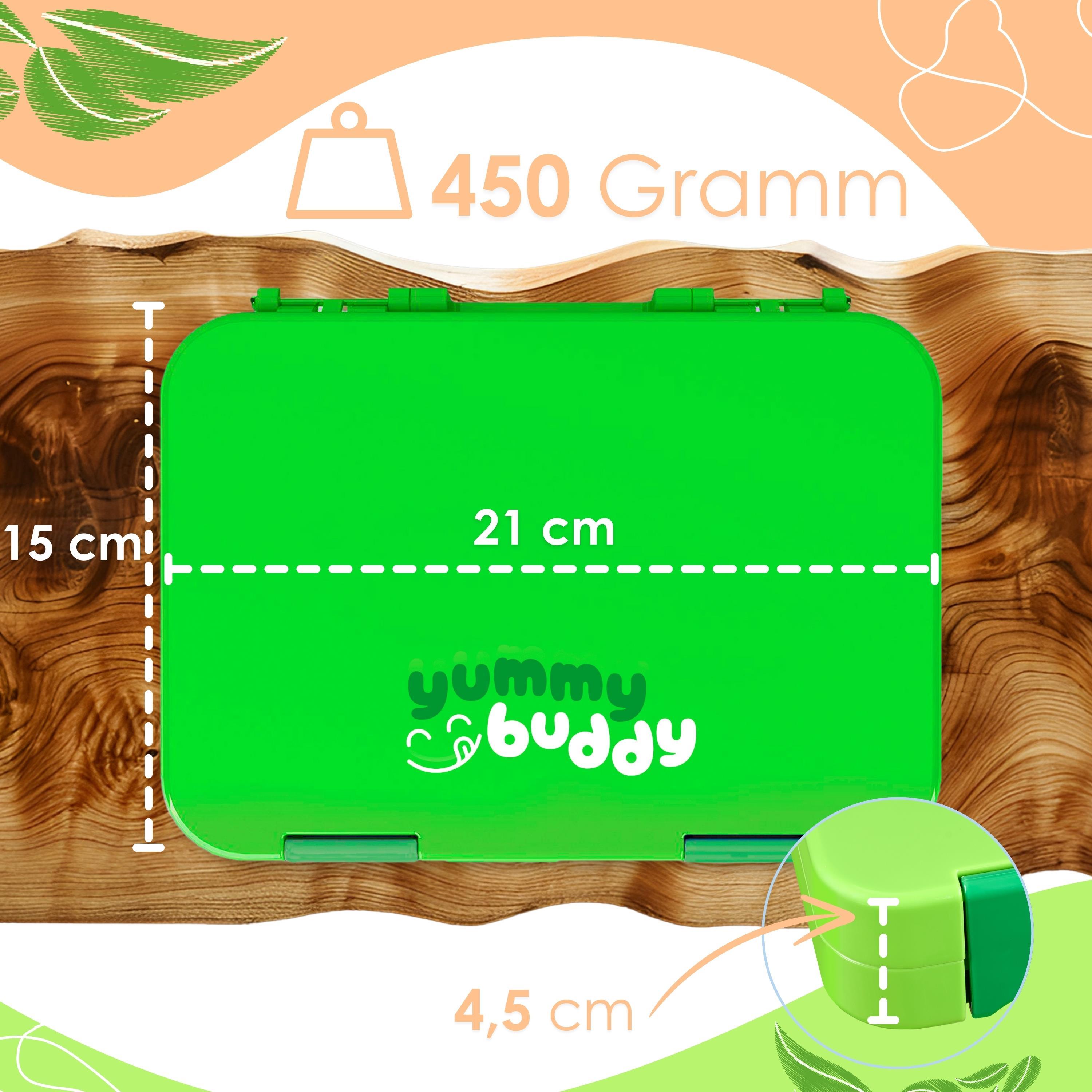 Ecosa yummy buddy Kinder Snackbox mit 6 Fächern Grün