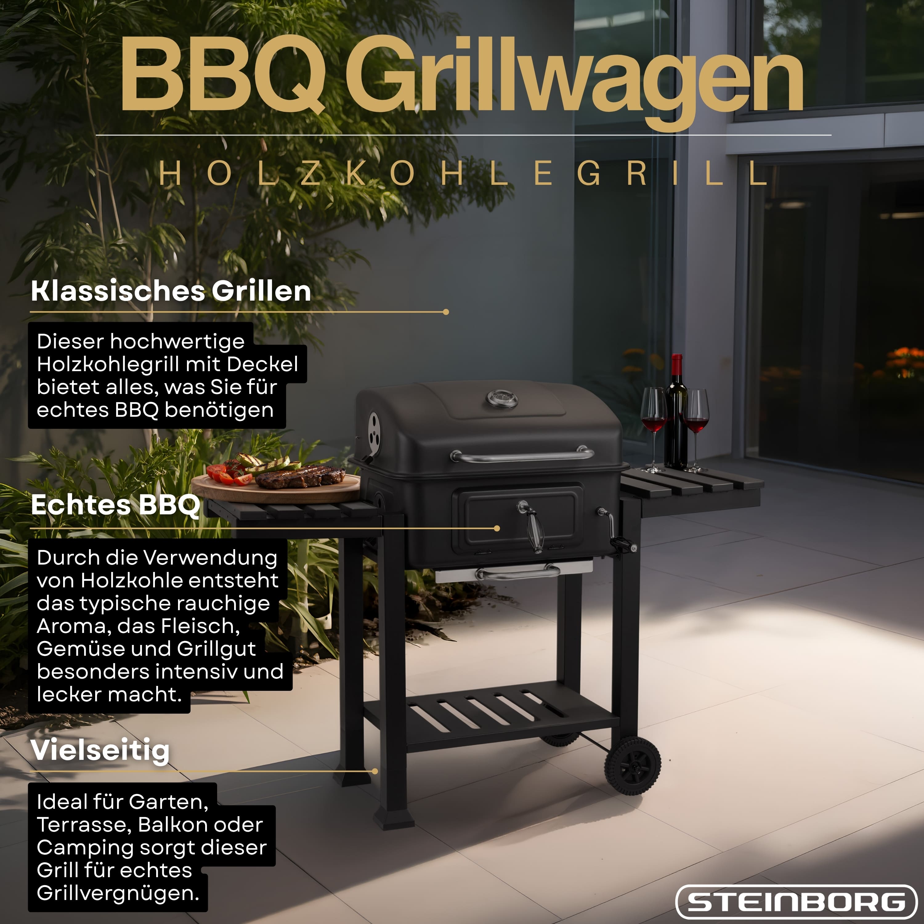 Steinborg SB-8220 Holzkohlegrill
