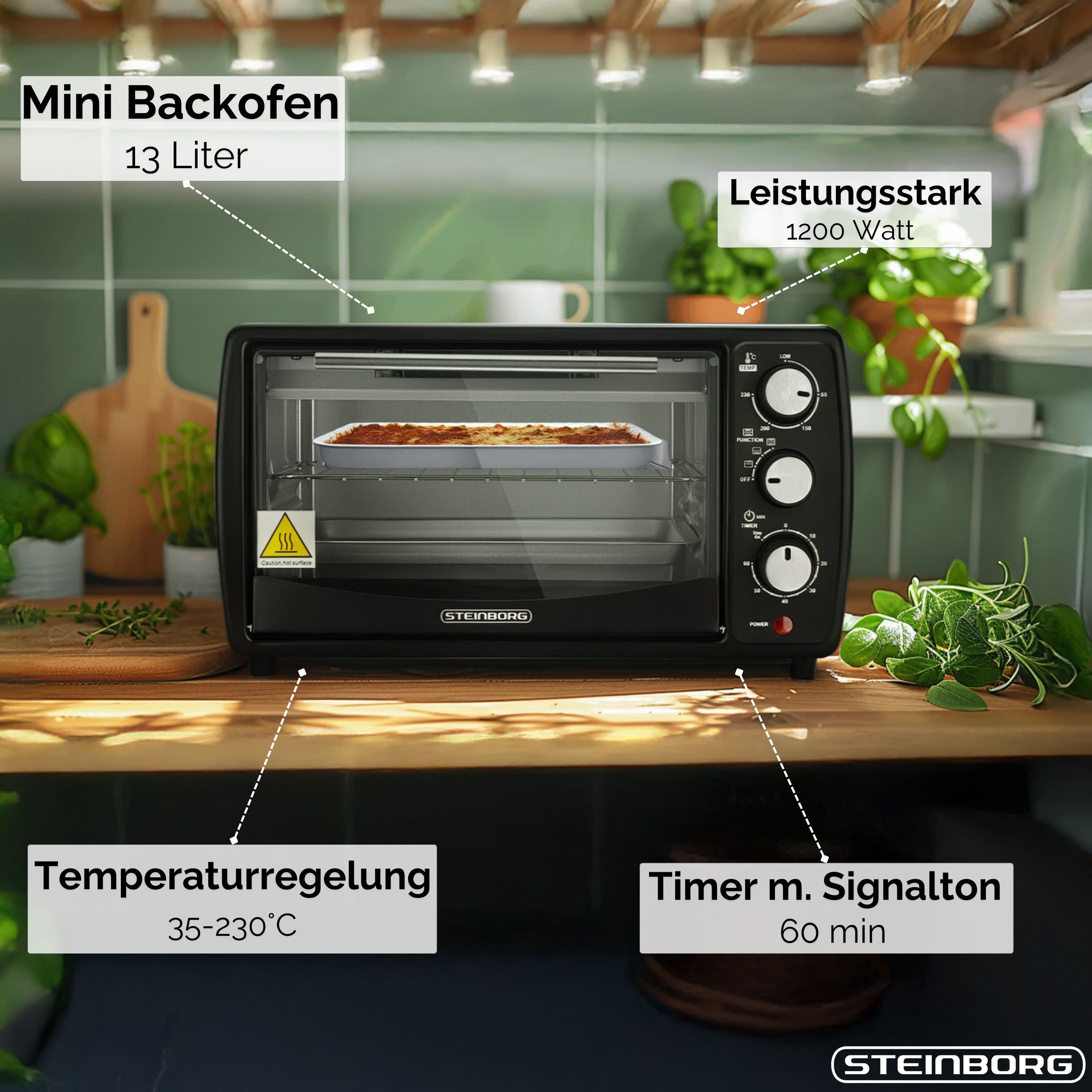 Steinborg SB-3005S SCHWARZ Backofen 13 Liter Steinborg SB-3005S SCHWARZ Backofen 13 Liter