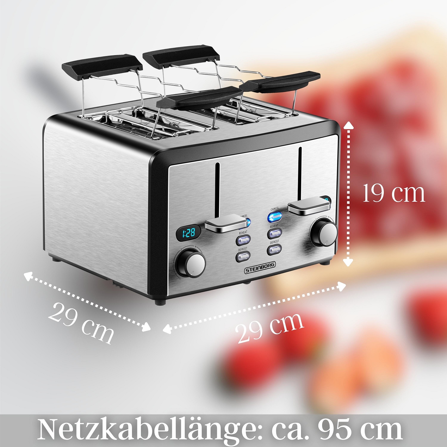 Steinborg XXL Toaster 4 Toastschlitze | Toastautomat | 1600 Watt Steinborg XXL Toaster 4 Toastschlitze | Toastautomat | 1600 Watt