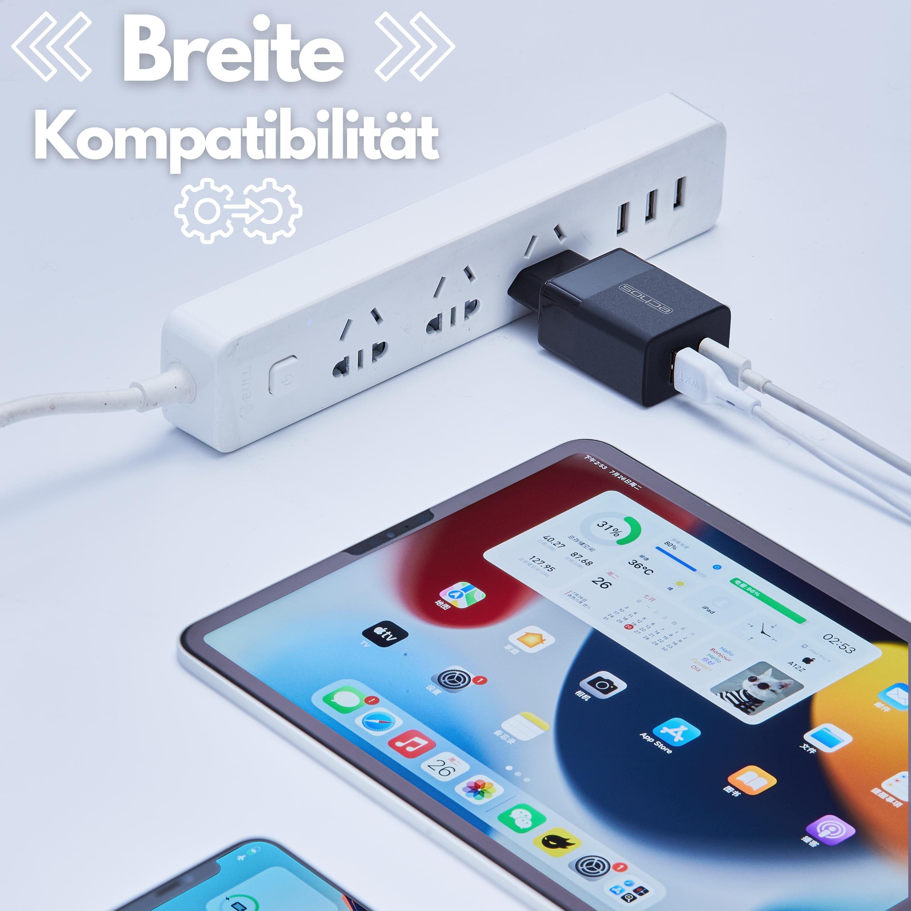 Echos 33W Dualport USB-C + USB-A Schnellladegerät | QC3.0, PD und PPS