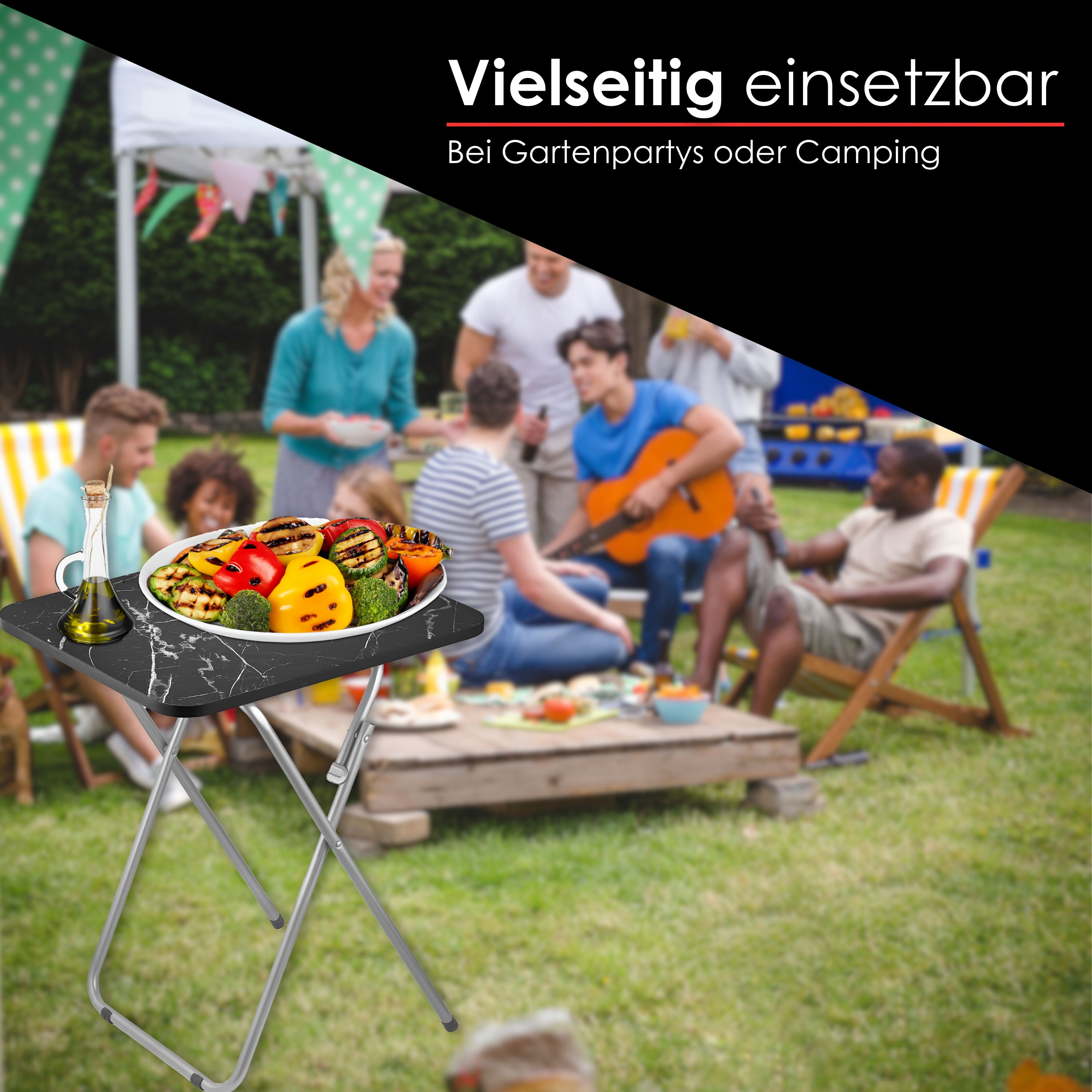 Zilan Faltbarer Tisch Klein Klapptisch stabil Dekortisch Campingtisch