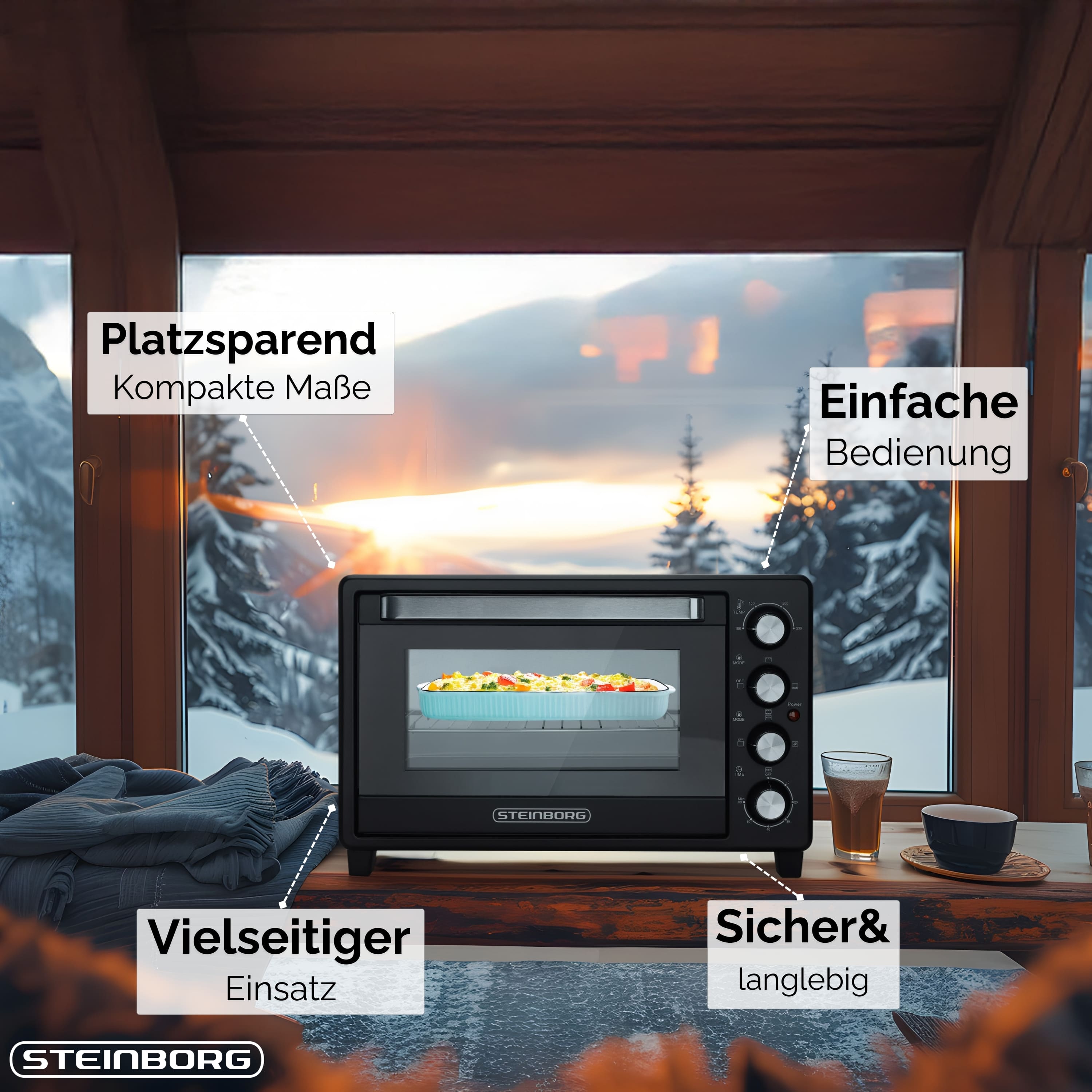 Steinborg SB-3013 Backofen 35L Schwarz