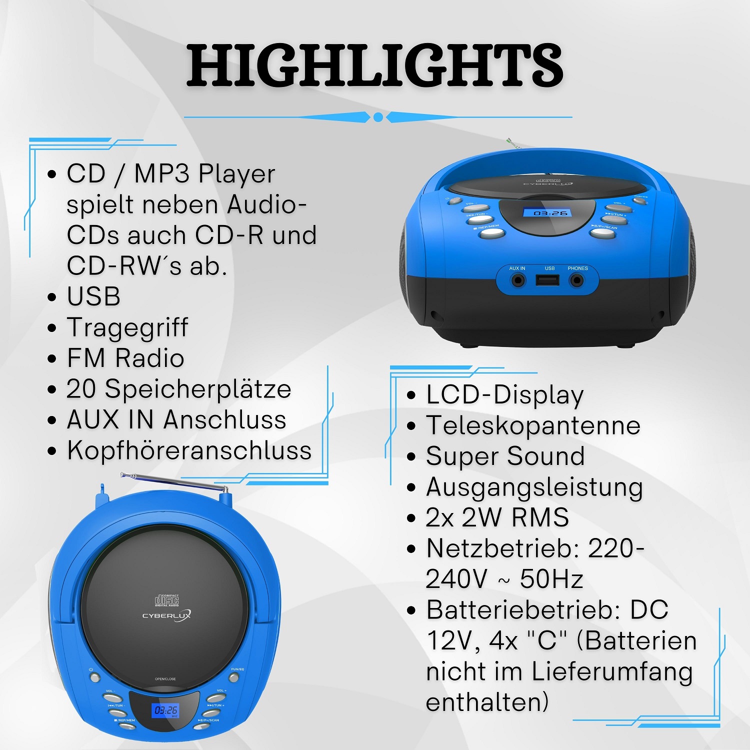 Cyberlux CL-710 CD-Player Blau
