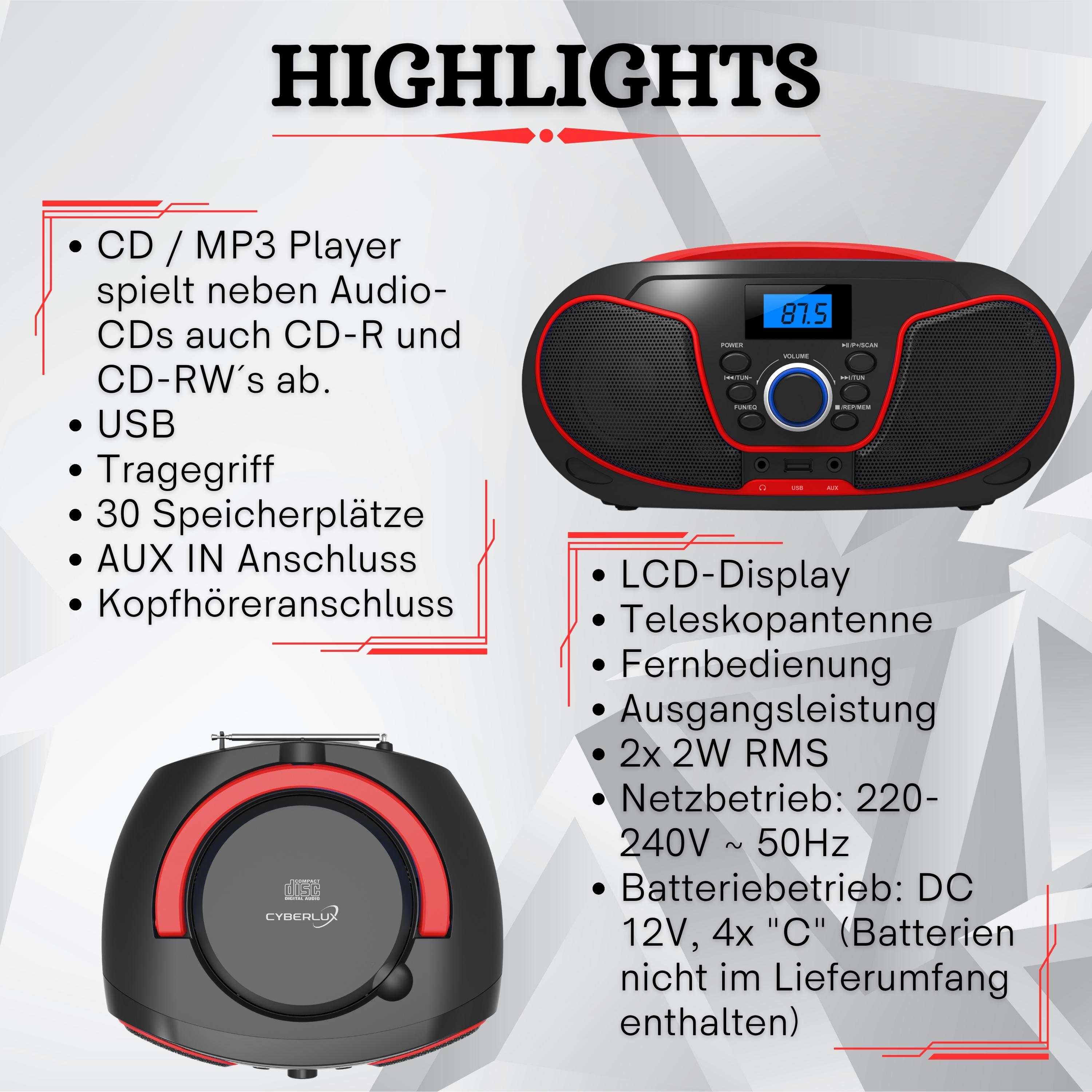 Cyberlux CL-2100 CD-Player Rot Cyberlux CL-2100 CD-Player Rot