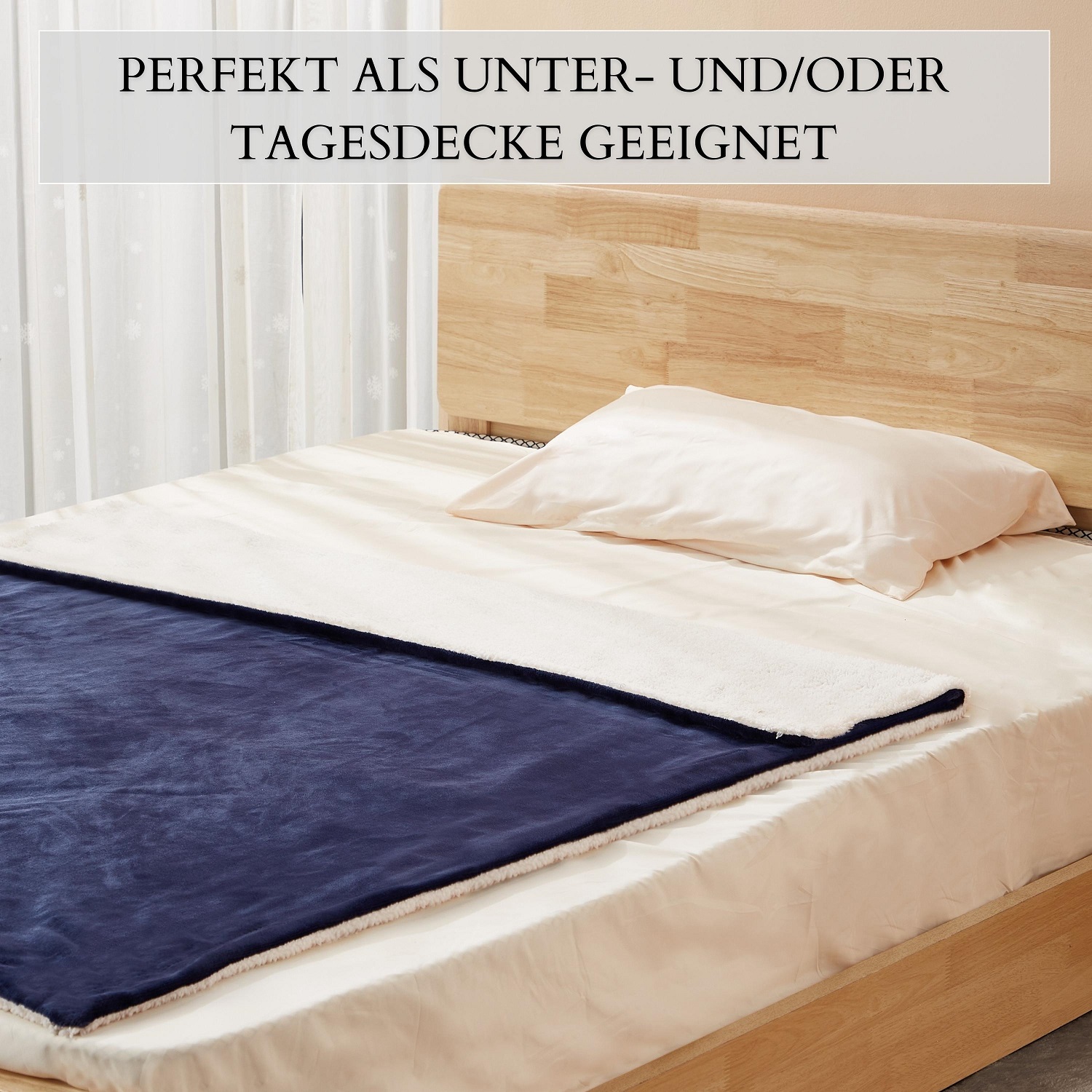 Ecosa EO-9508 Kuscheldecke 130*150cm Marine Blau+Weiß