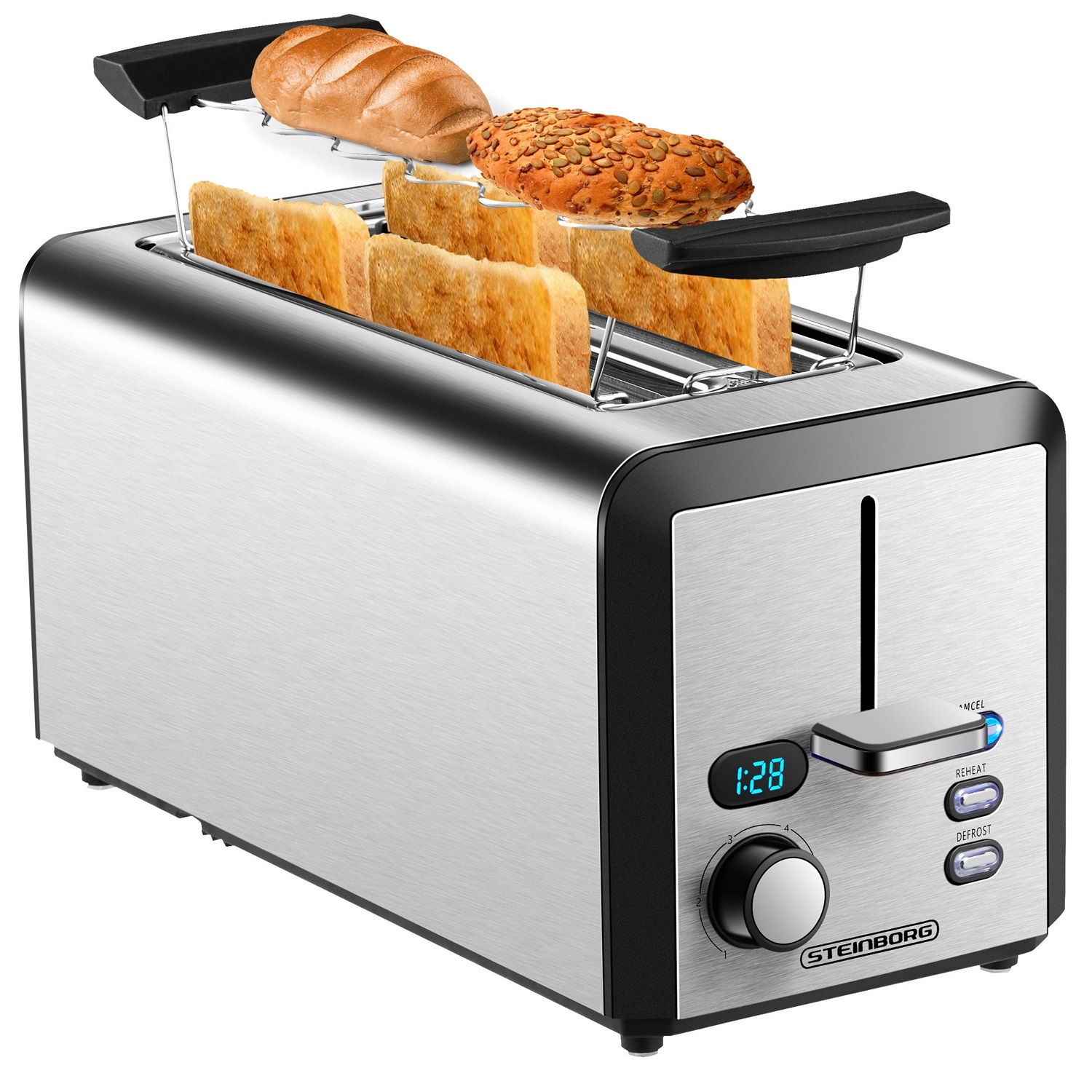Steinborg Toaster Langschlitz | 4 Scheiben Toastautomat 1500 W