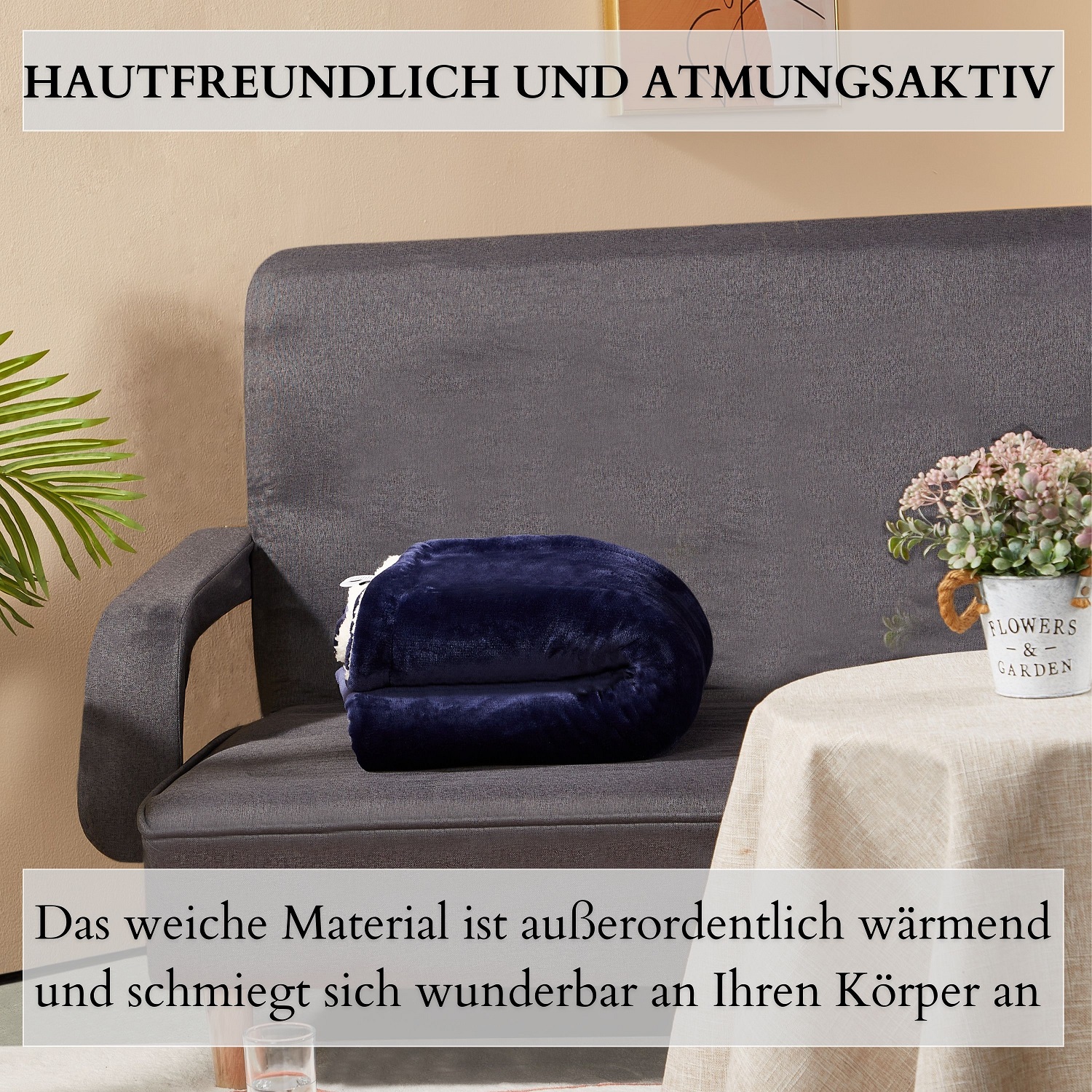 Ecosa EO-9505 Kuscheldecke 150*200cm Marine Blau+Weiß Ecosa EO-9505 Kuscheldecke 150*200cm Marine Blau+Weiß