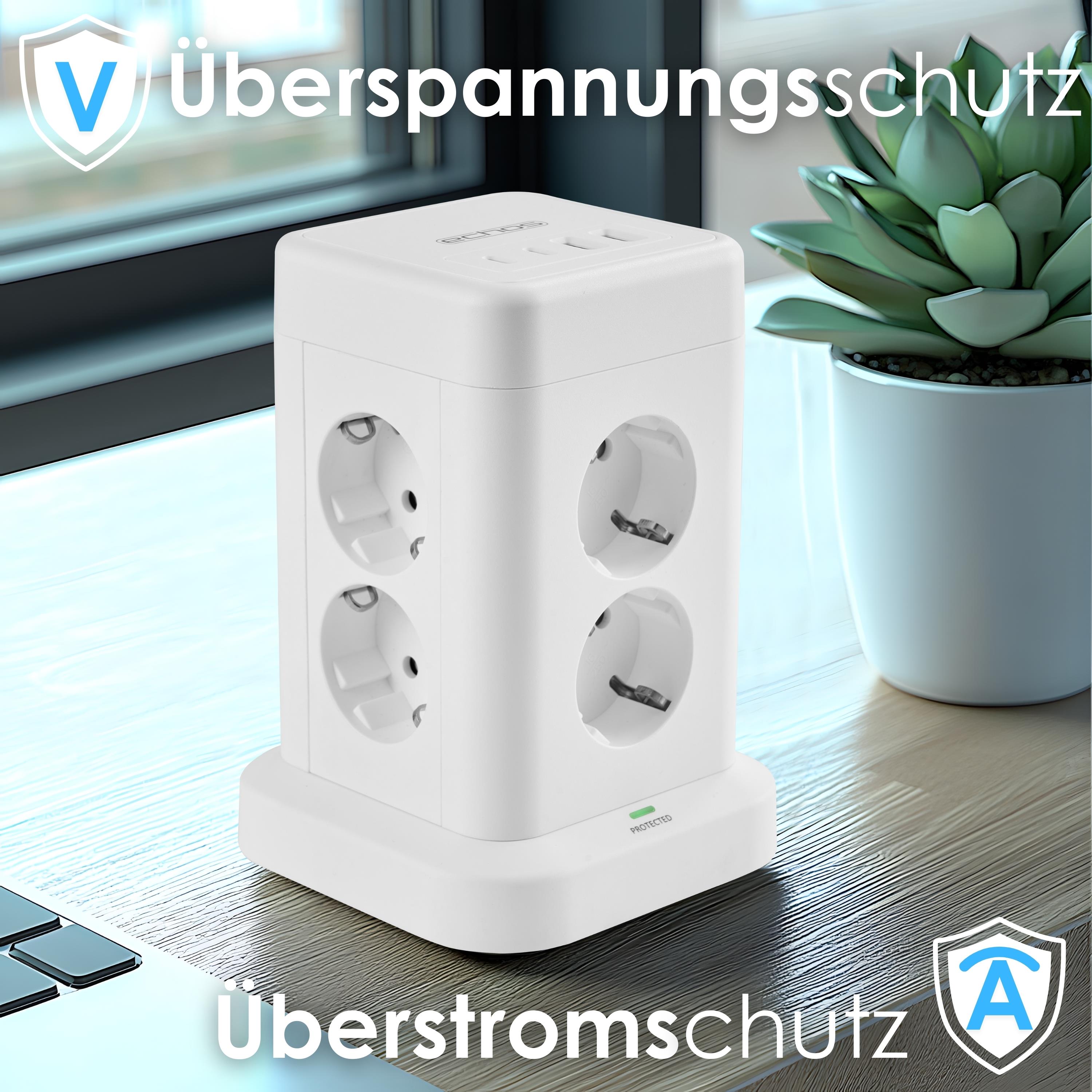 Echos Eco-4135 Steckdosenturm Weiß mit Kabel