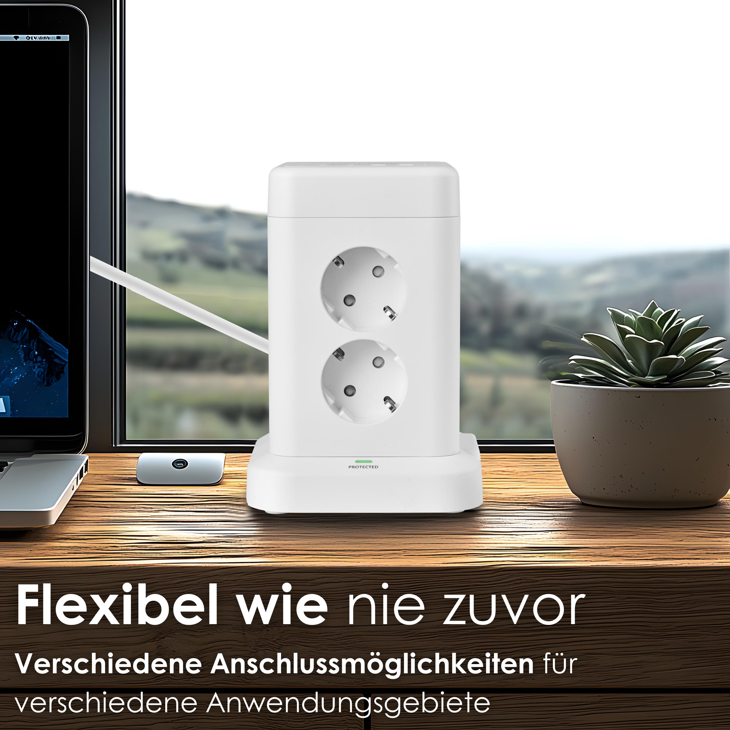 Echos Eco-4135 Steckdosenturm Weiß mit Kabel