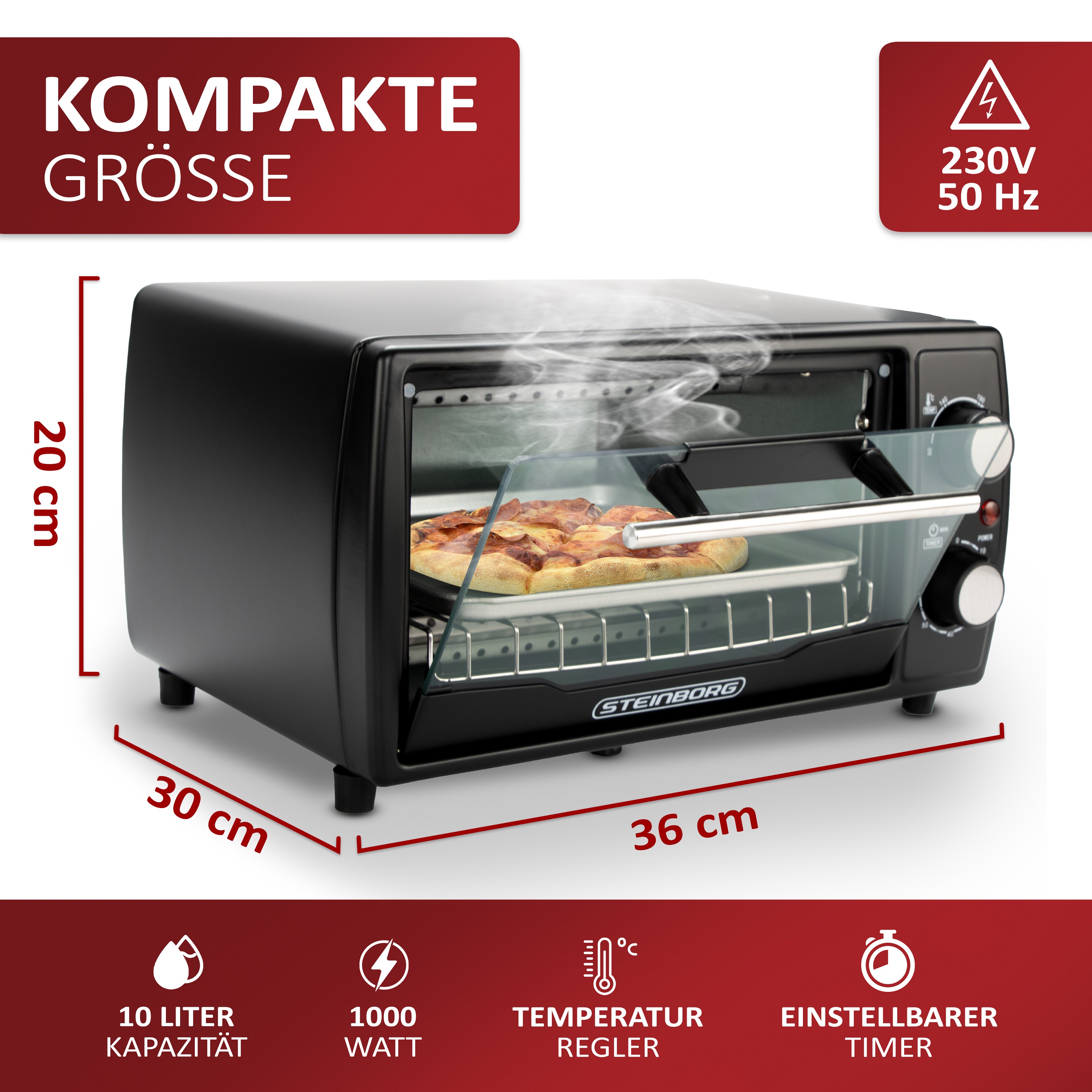 Steinborg SB-500 Mini Backofen 10 Liter Steinborg SB-500 Mini Backofen 10 Liter