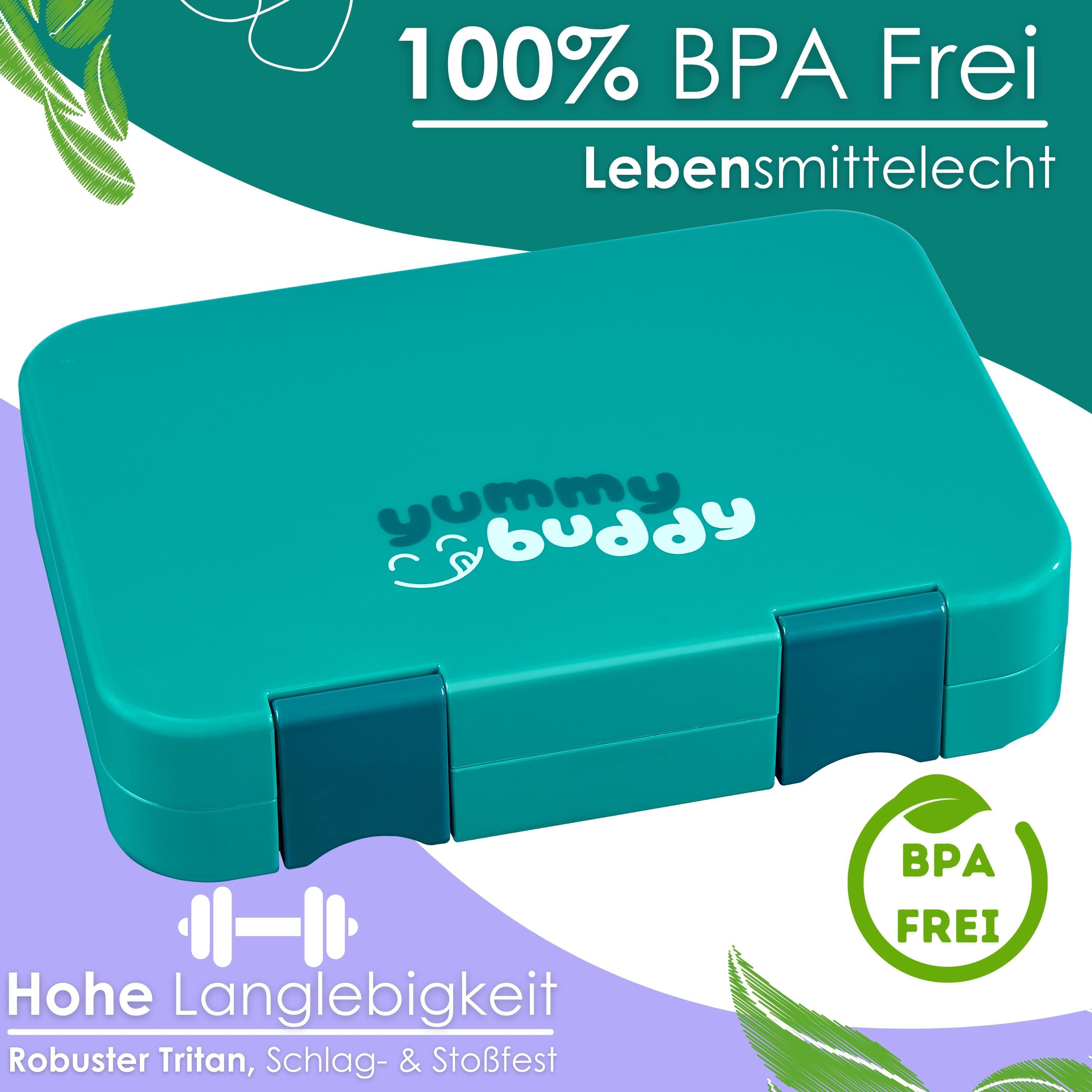 Ecosa yummy buddy Kinder Snackbox mit Fächern Petrol