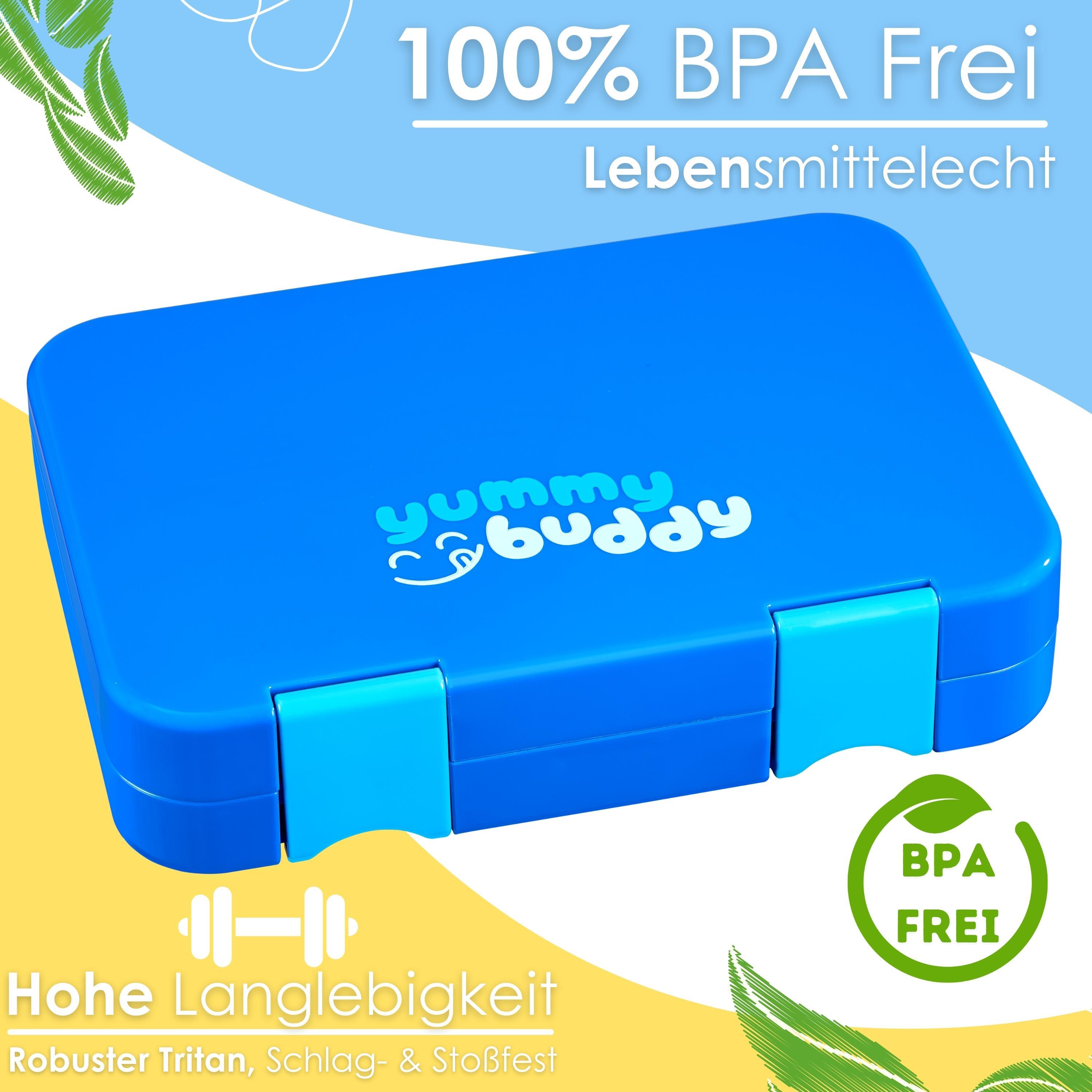 Ecosa yummy buddy Kinder Snackbox mit 6 Fächern Blau