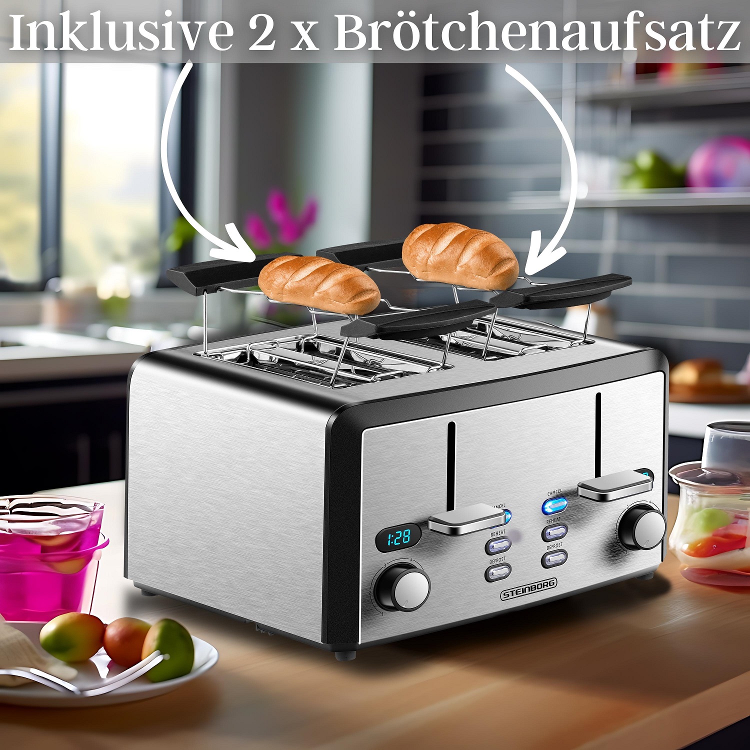 Steinborg XXL Toaster 4 Toastschlitze | Toastautomat | 1600 Watt Steinborg XXL Toaster 4 Toastschlitze | Toastautomat | 1600 Watt