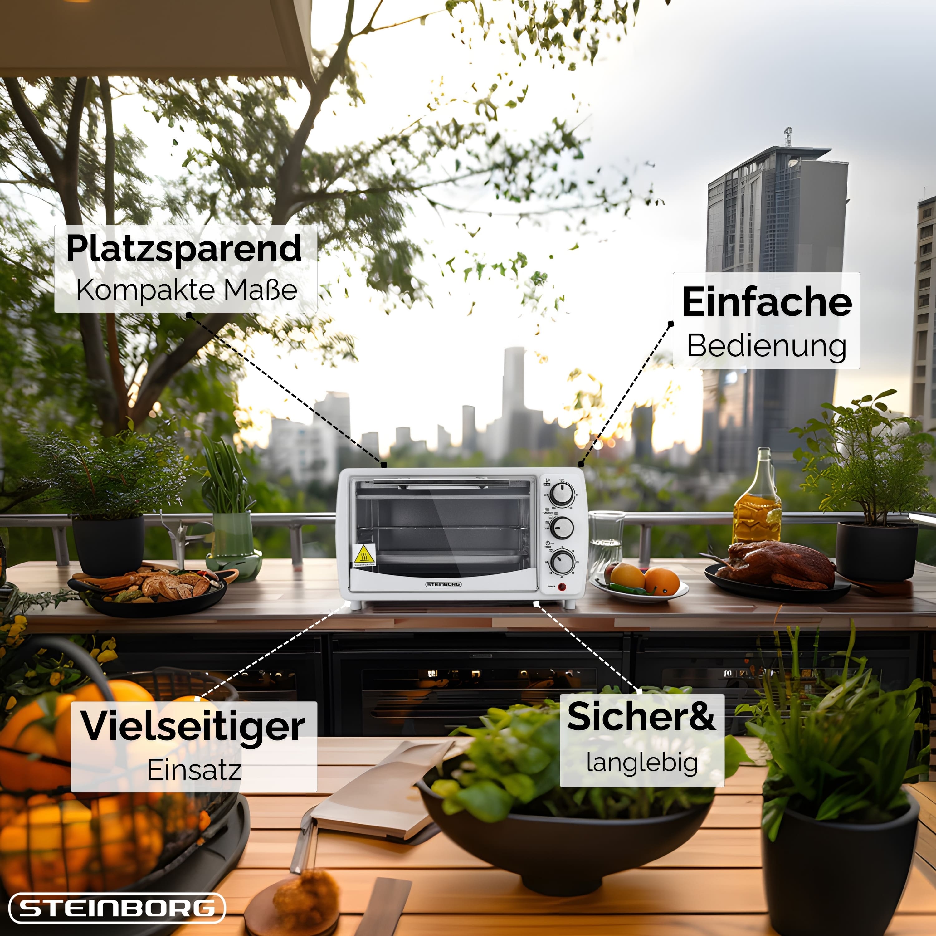 Steinborg SB-3005 WEIß Backofen 13 Liter