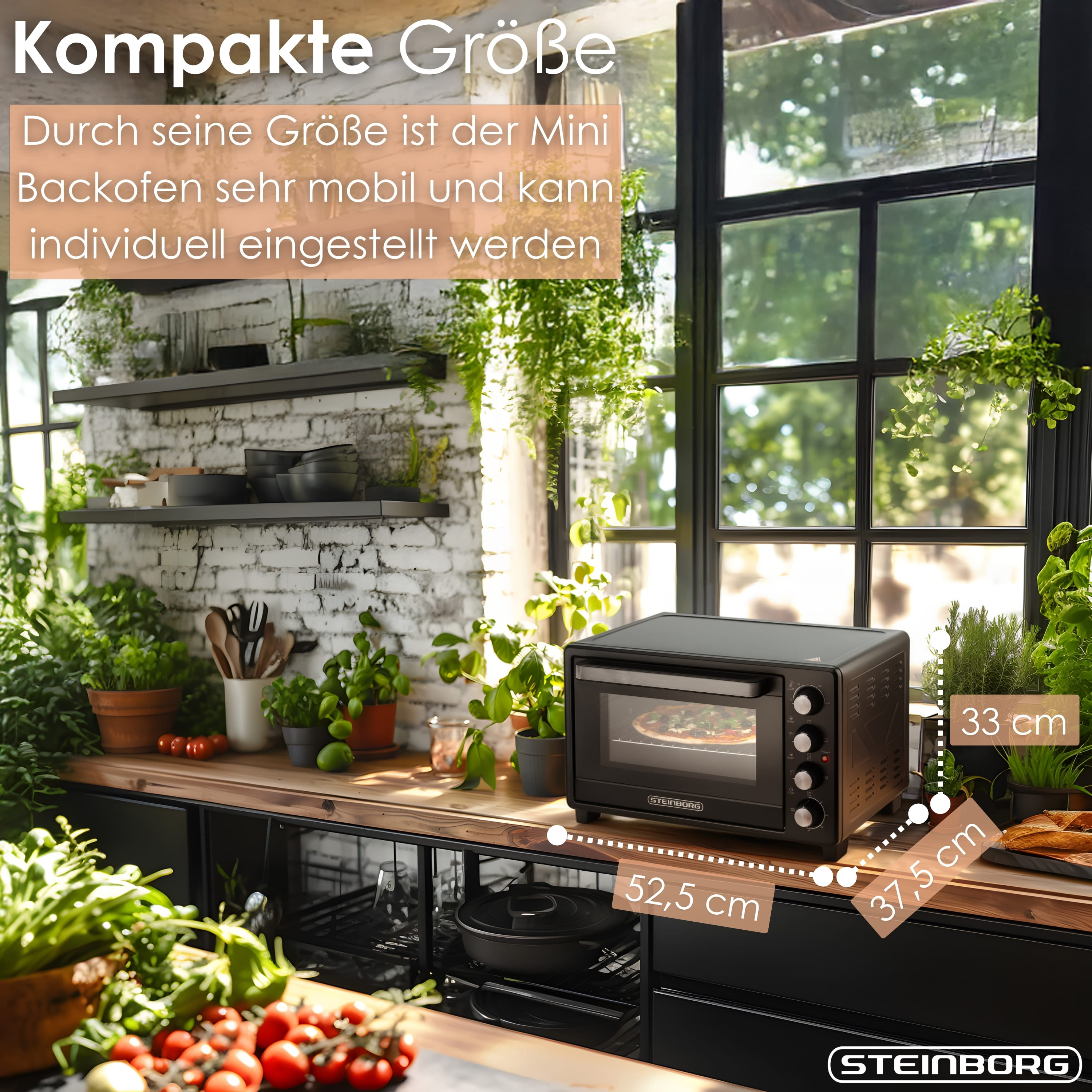 Steinborg SB-3013 Backofen 35L Schwarz