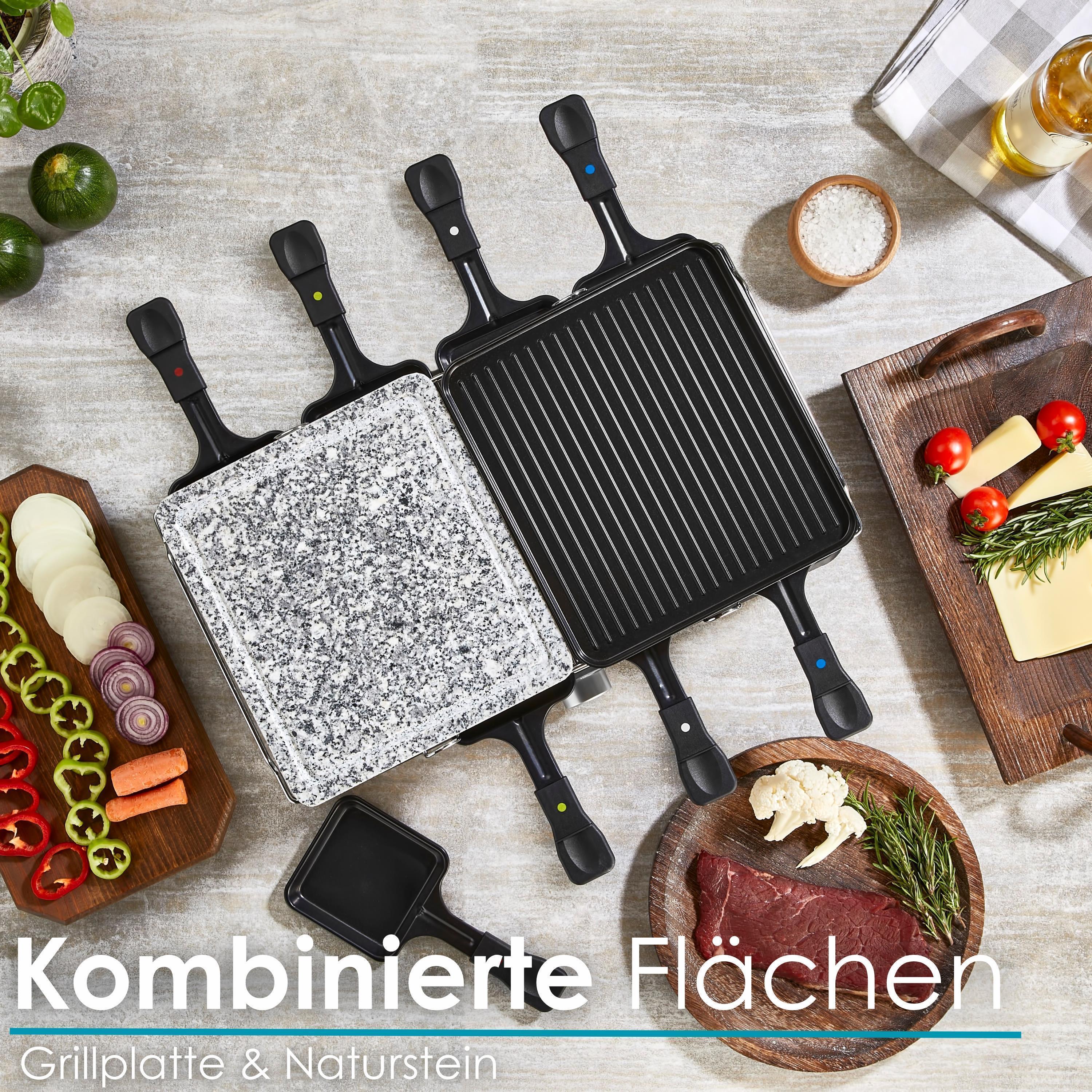 Zilan Raclette Grill | Raclette Party Grill für 8 Personen | Mit kombinierter Grillfläche