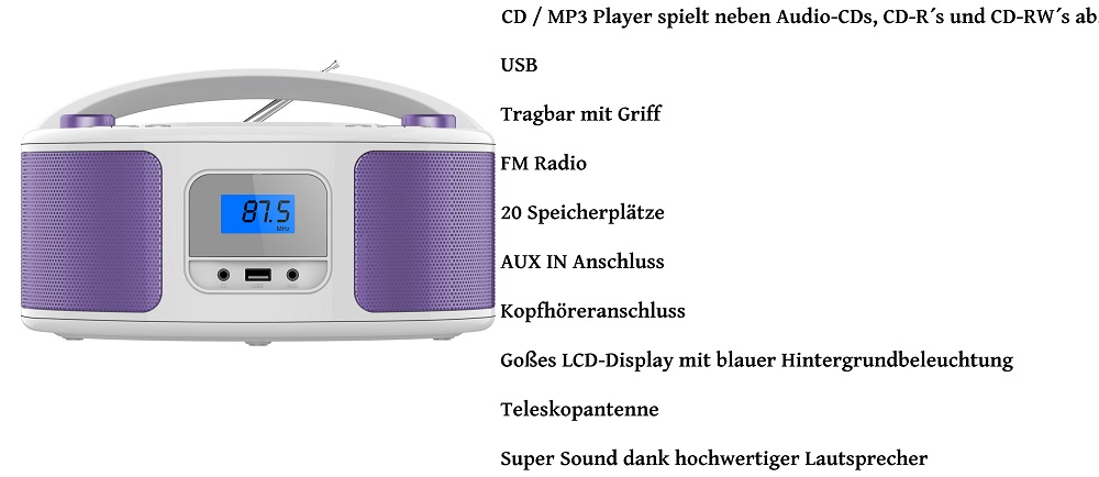 Cyberlux CL-320 CD-Player Lila Cyberlux CL-320 CD-Player Lila