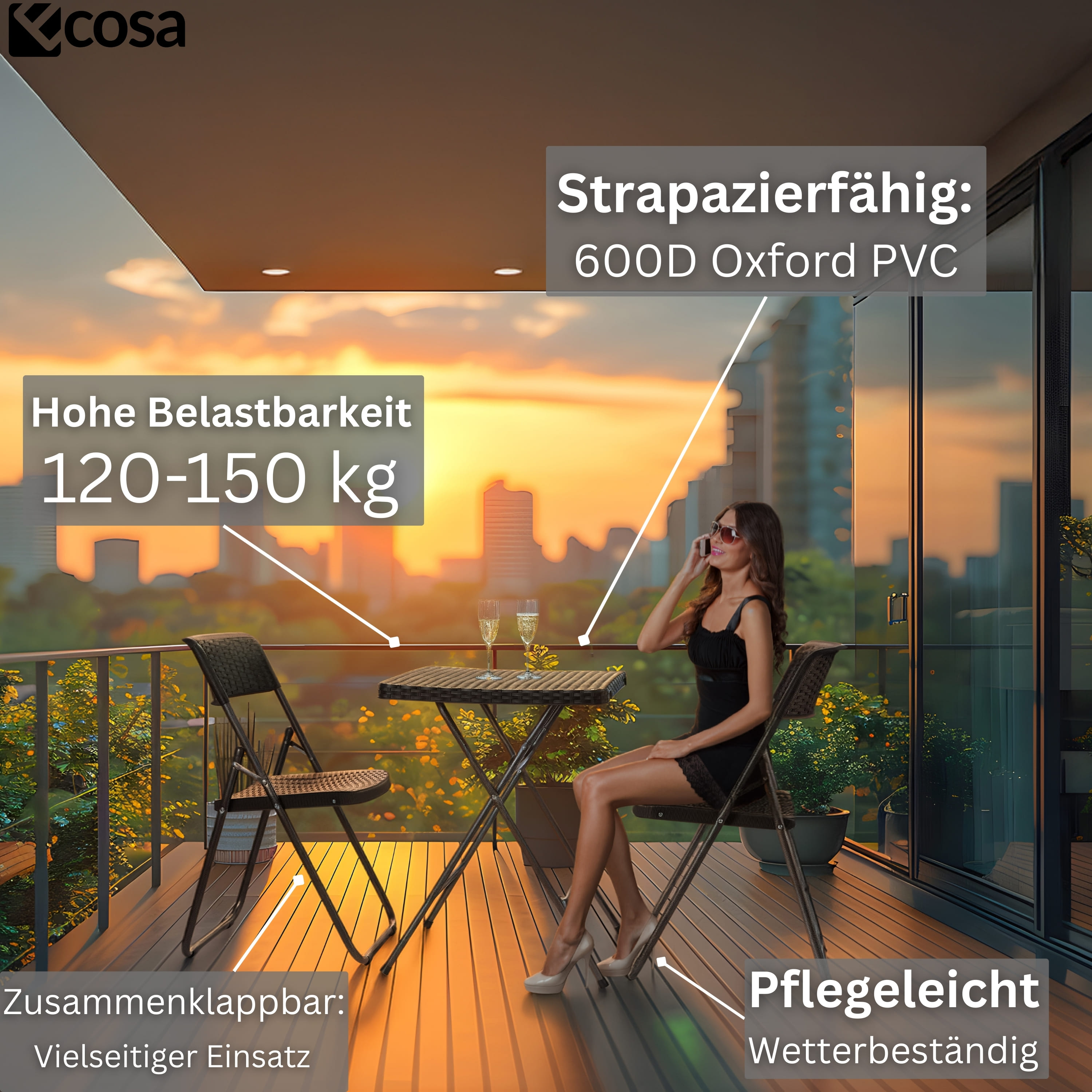 Ecosa EO-5080 Gartentisch und Stühle