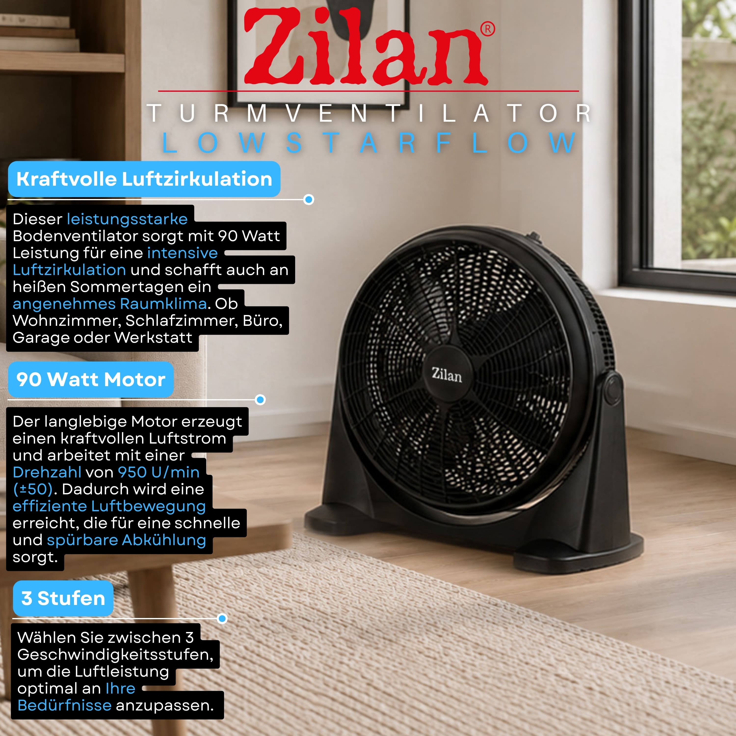 Zilan ZLN-2362 Bodenventilator