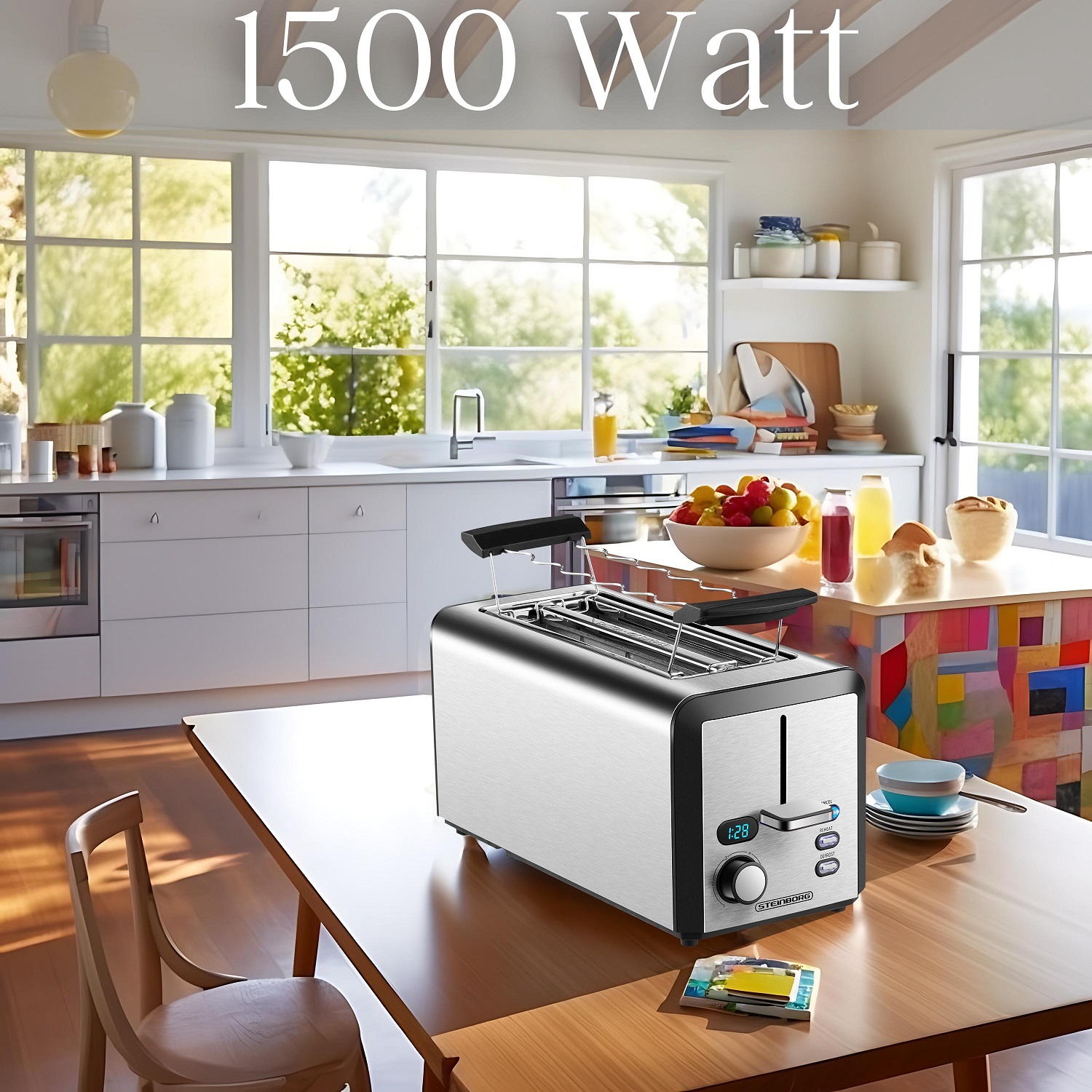 Steinborg Toaster Langschlitz | 4 Scheiben Toastautomat 1500 W Steinborg Toaster Langschlitz | 4 Scheiben Toastautomat 1500 W