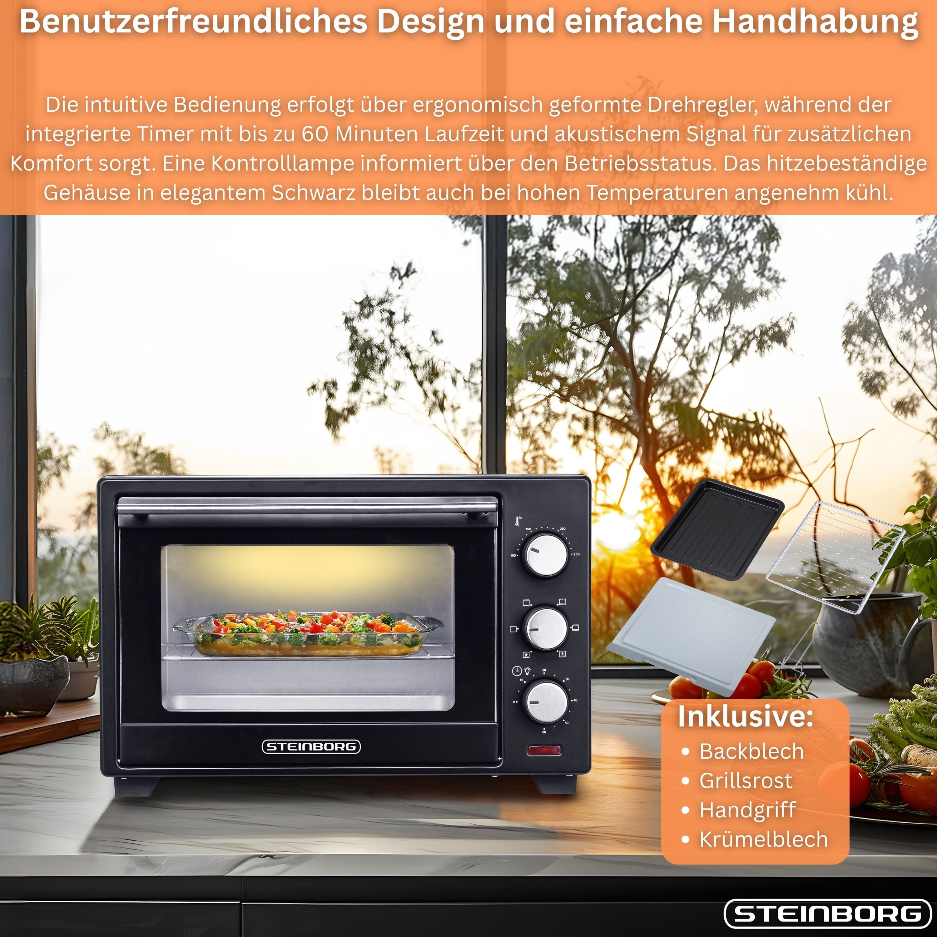 Steinborg SB-3002 Backofen 25 Liter schwarz Steinborg SB-3002 Backofen 25 Liter schwarz