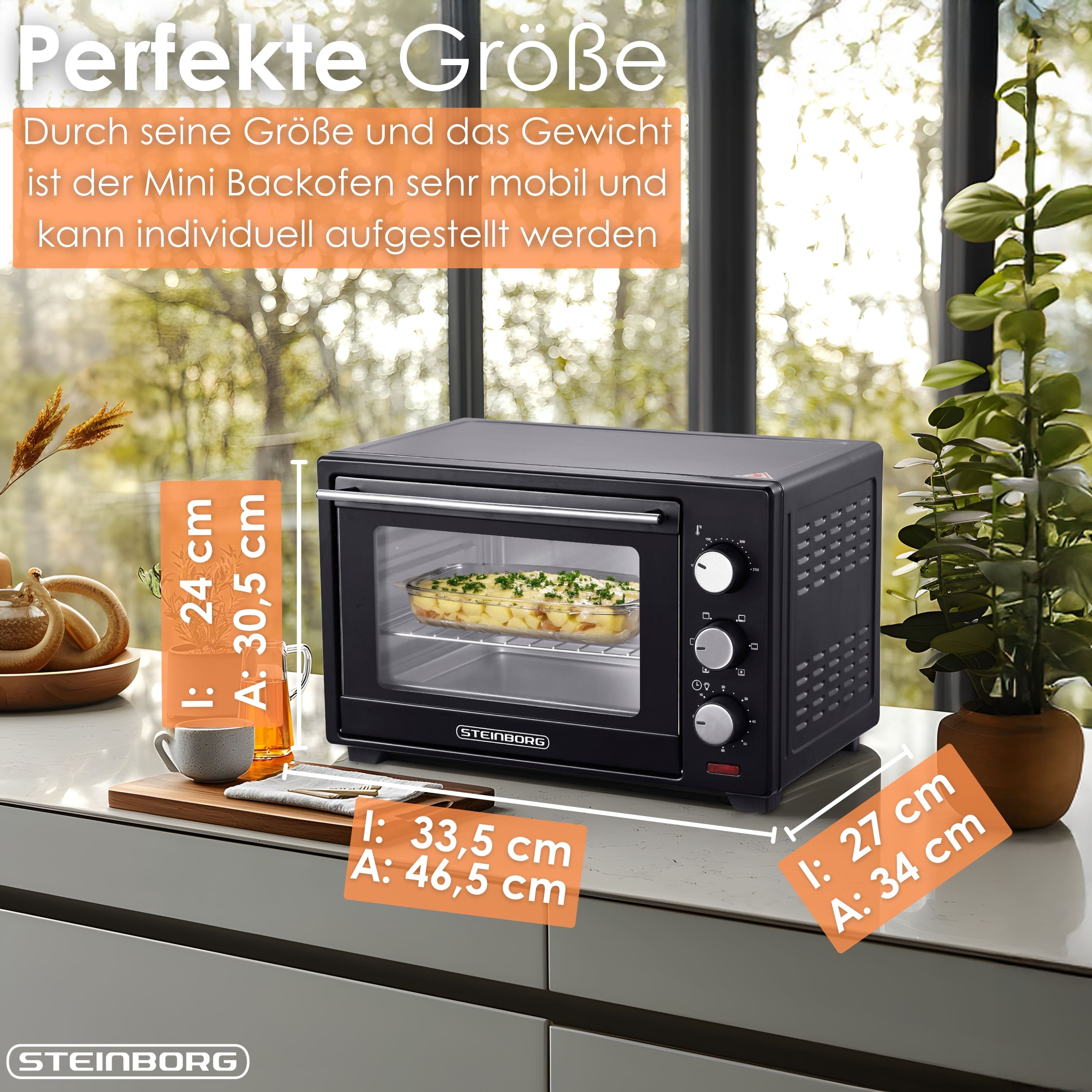 Steinborg SB-3002 Backofen 25 Liter schwarz