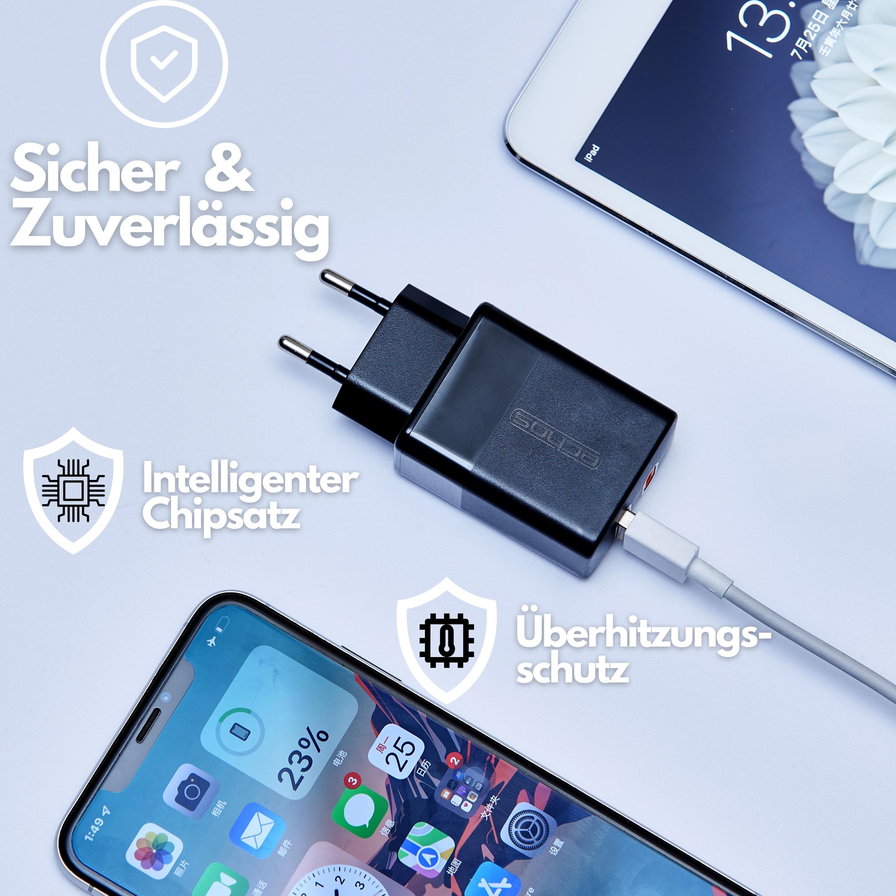 Echos 33W Dualport USB-C + USB-A Schnellladegerät | QC3.0, PD und PPS