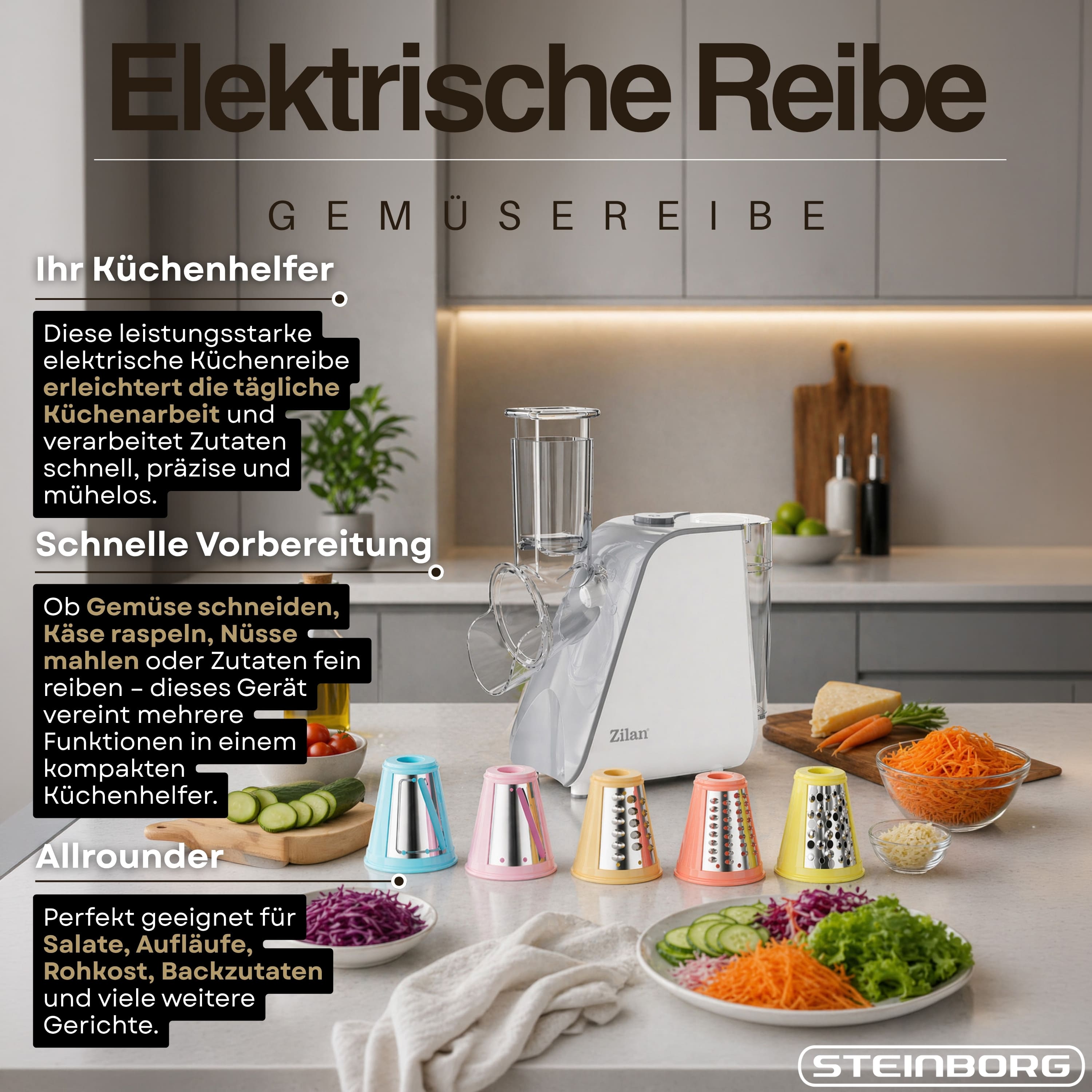 Zilan ZLN-2778 Elektrischer Gemüsehobel