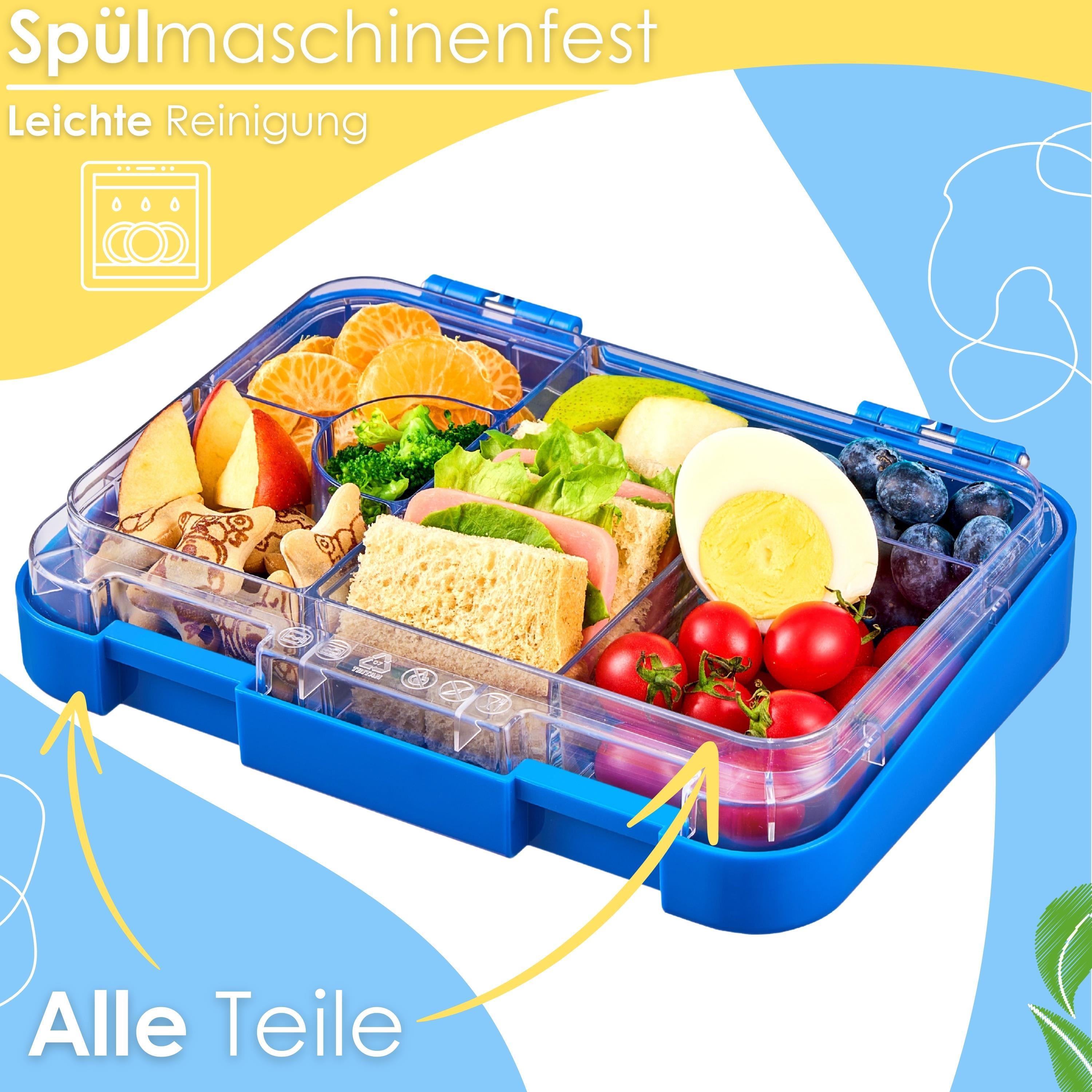 Ecosa yummy buddy Kinder Snackbox mit Fächern Blau