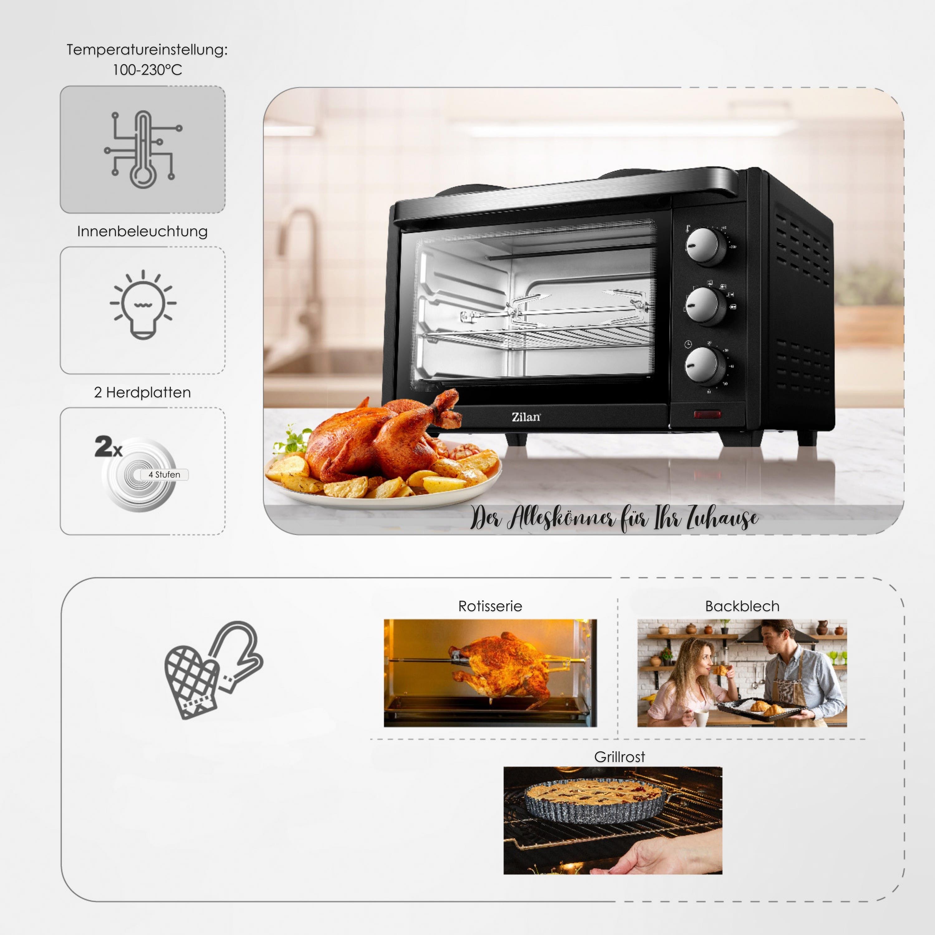 Zilan ZLN-0997 Minibackofen 28 Liter