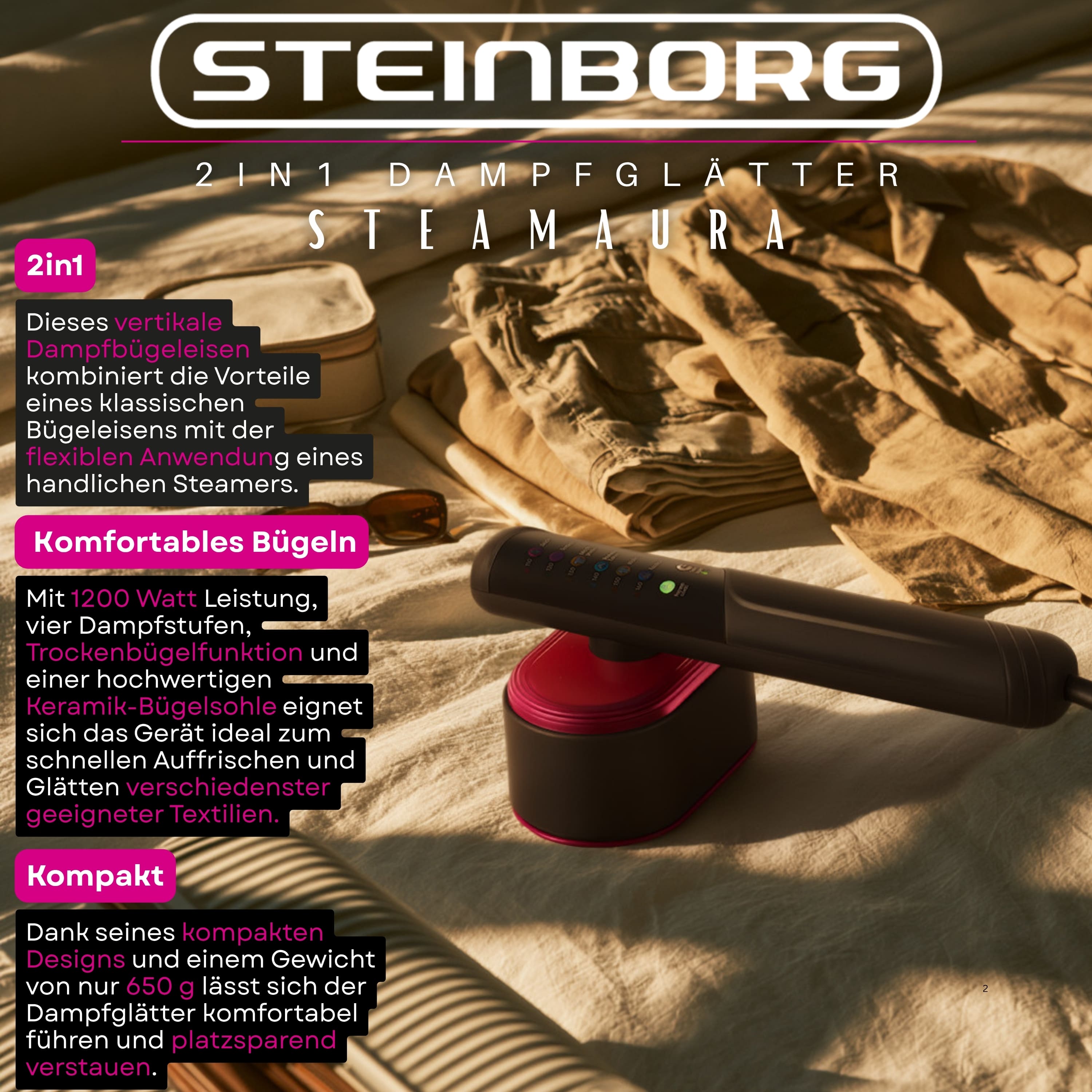 Steinborg SB-1080 Vertikales Dampfbügeleisen