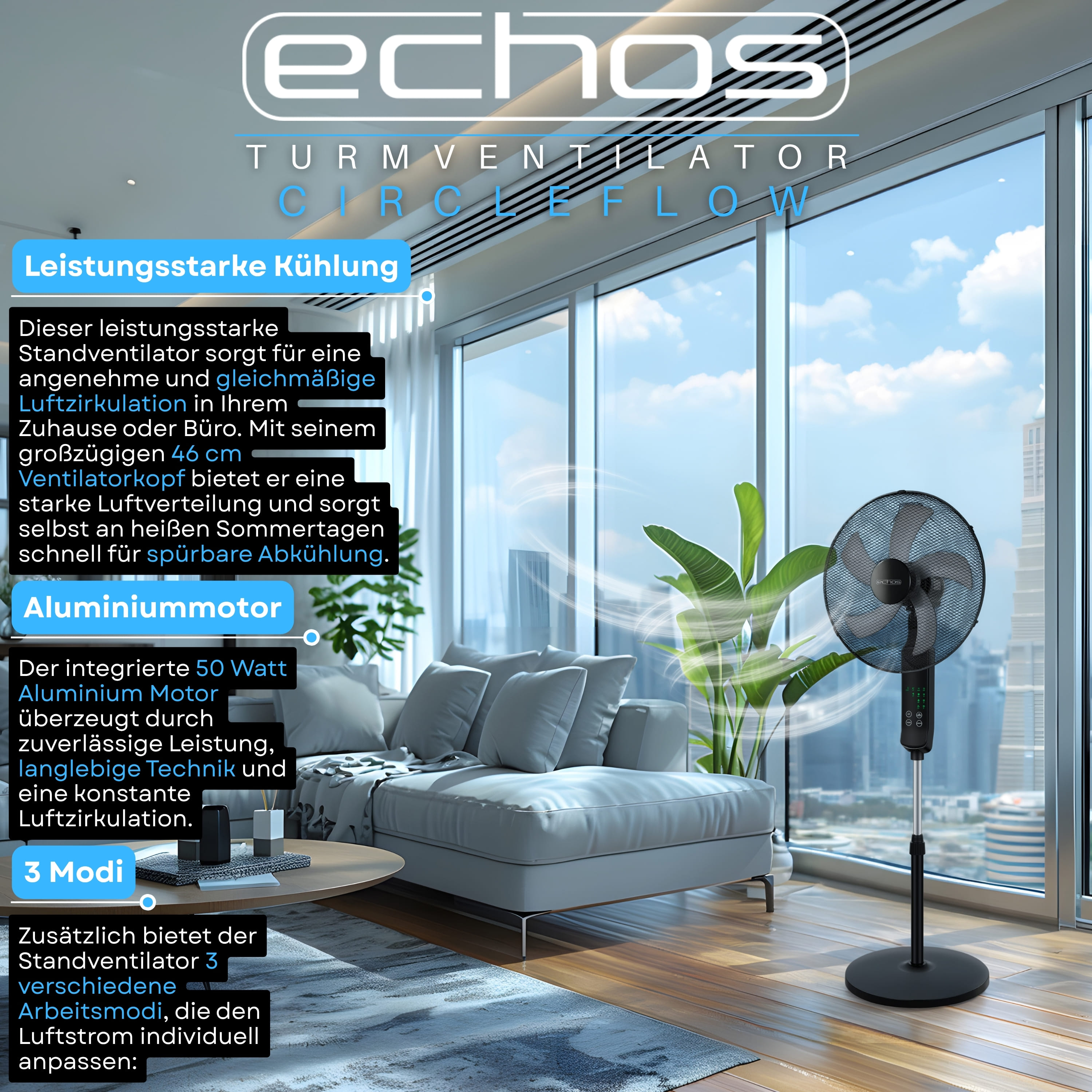 Echos Eco-1240 Standventilator