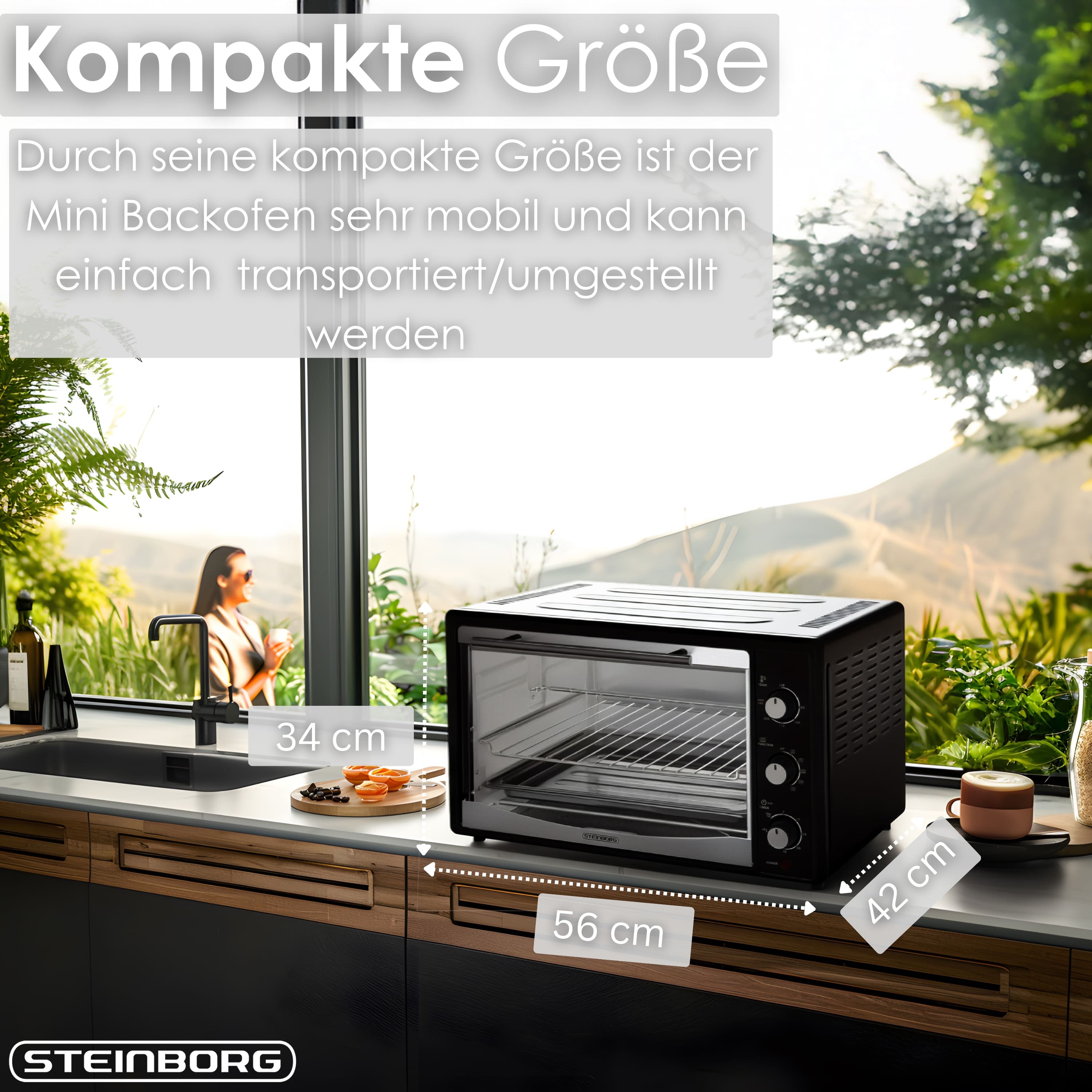 Steinborg SB-3014 Backofen 45L Schwarz