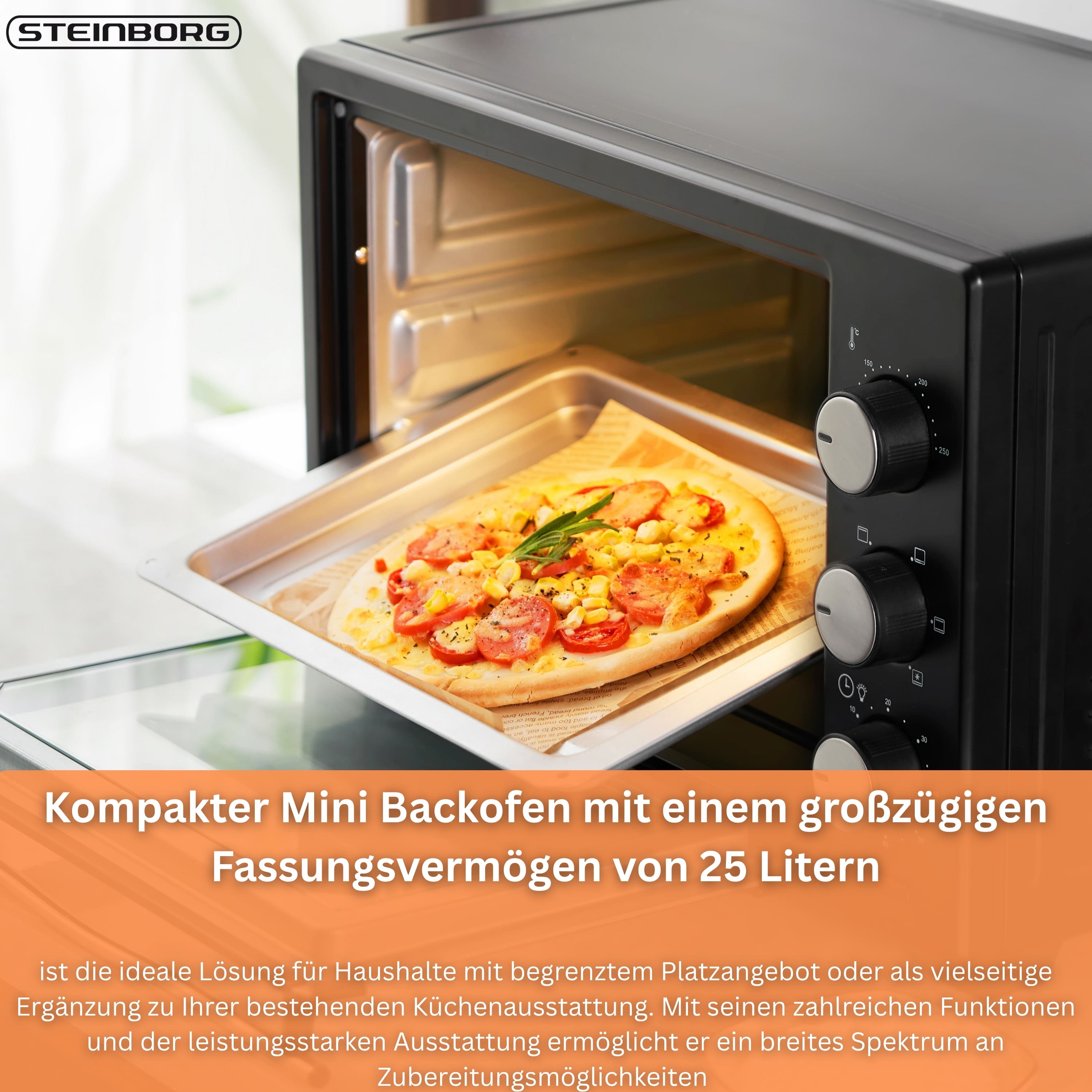 Steinborg SB-3002 Backofen 25 Liter schwarz