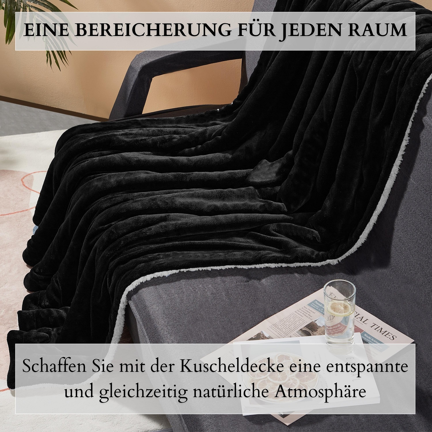 Ecosa EO-9503 Kuscheldecke 150*200cm Schwarz+Weiß Ecosa EO-9503 Kuscheldecke 150*200cm Schwarz+Weiß