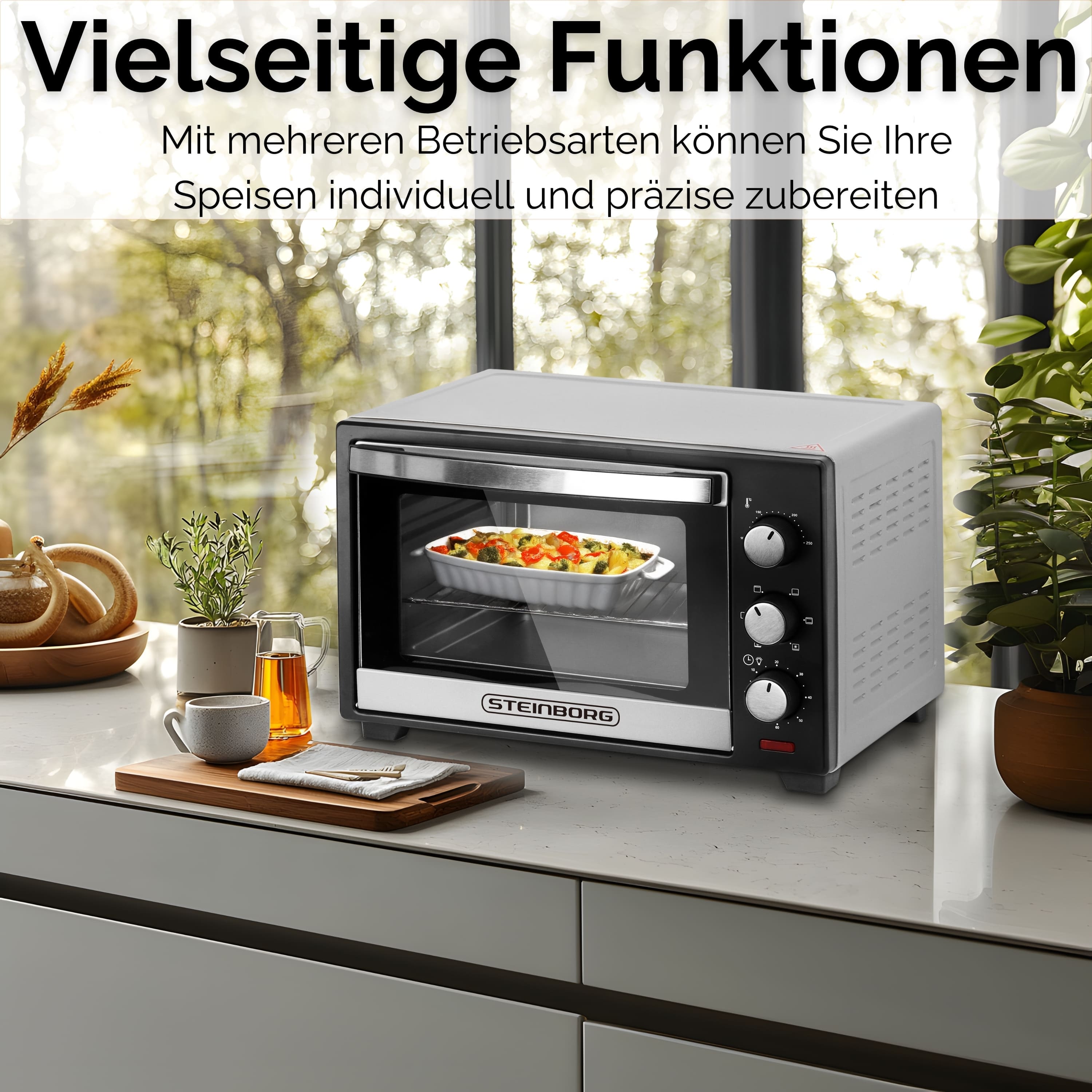 Steinborg SB-3012 Minibackofen 25 Liter Silber Steinborg SB-3012 Minibackofen 25 Liter Silber