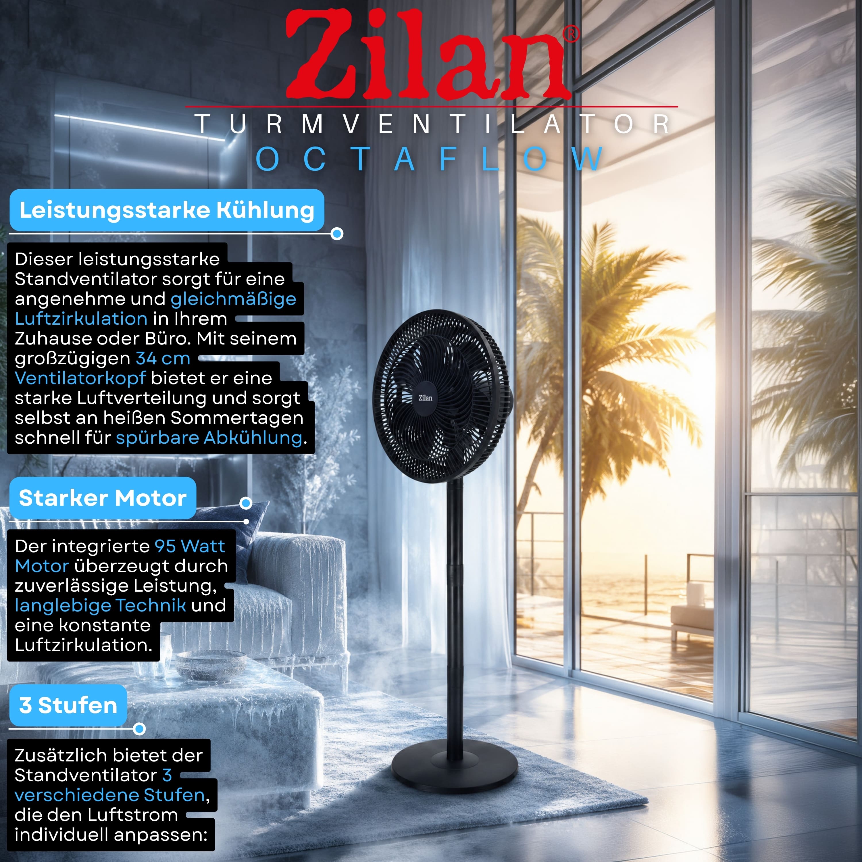 Zilan ZLN-2558 Standventilator Ø34 cm