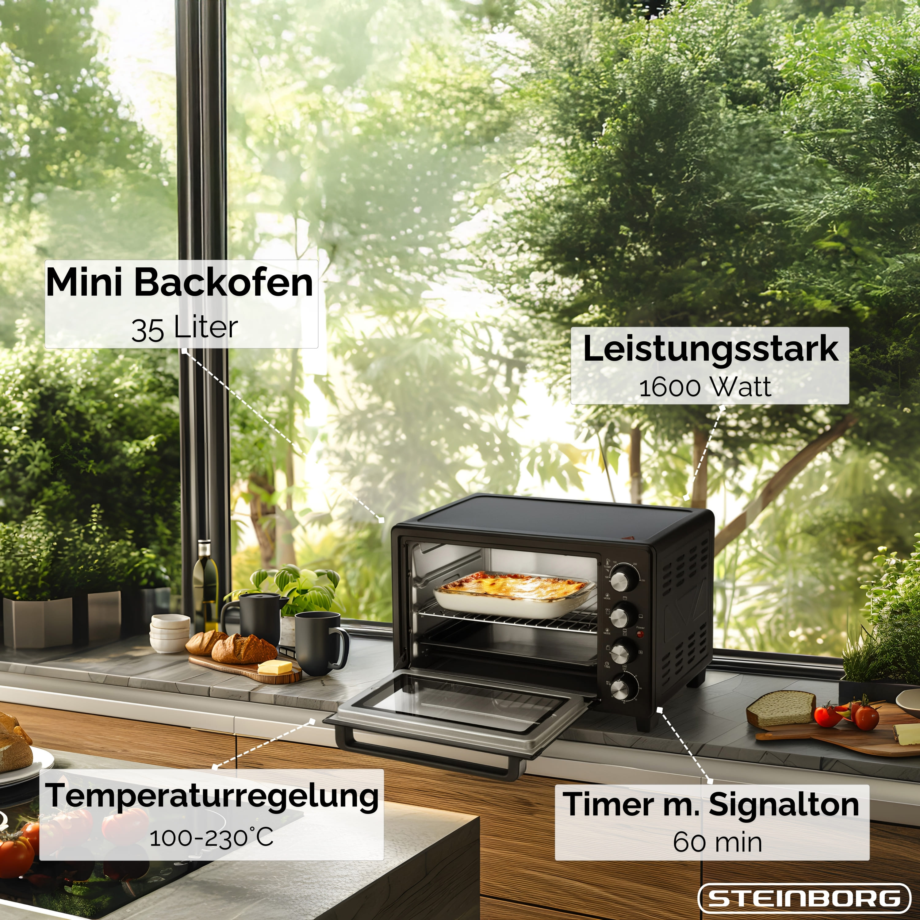 Steinborg SB-3013 Backofen 35L Schwarz