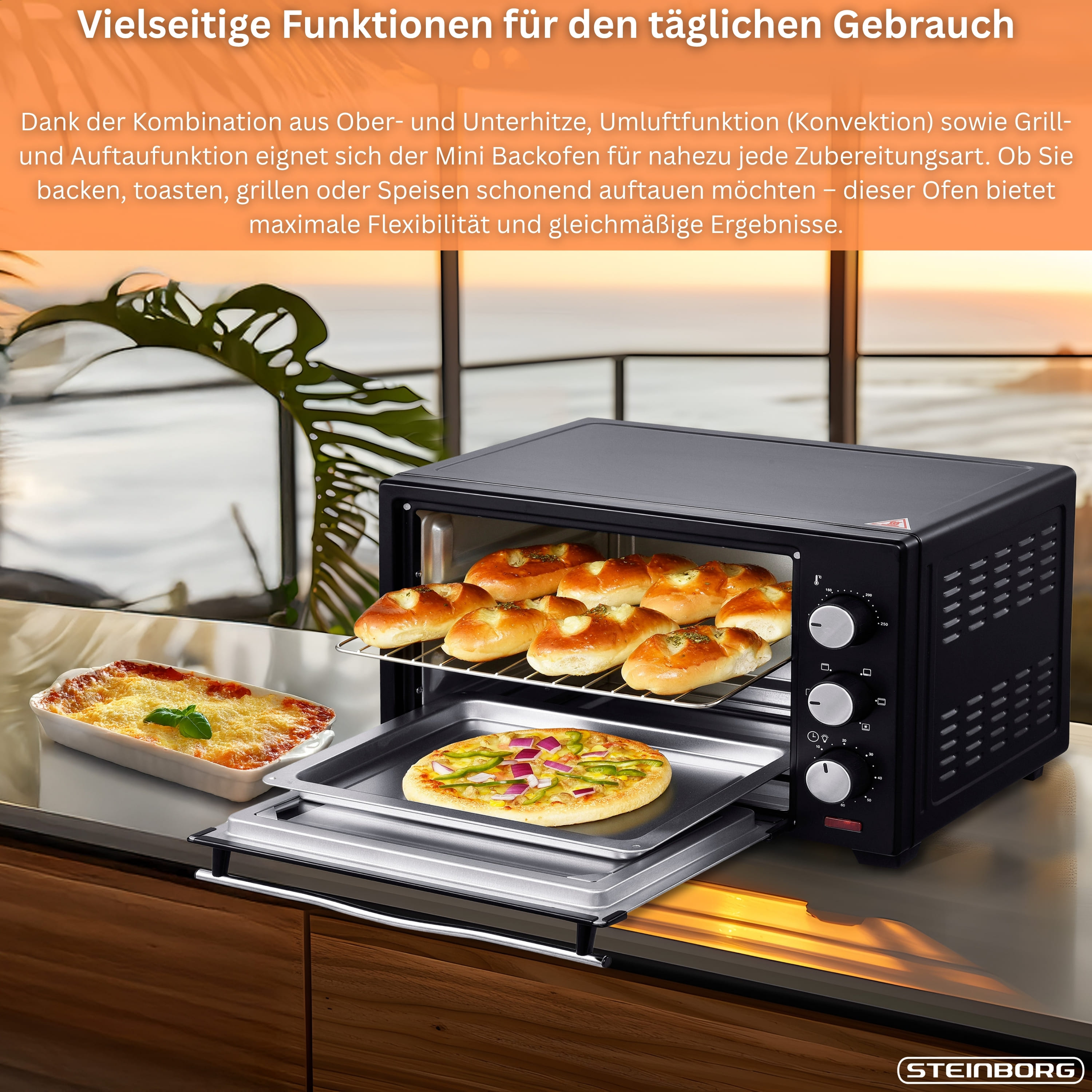 Steinborg SB-3002 Backofen 25 Liter schwarz
