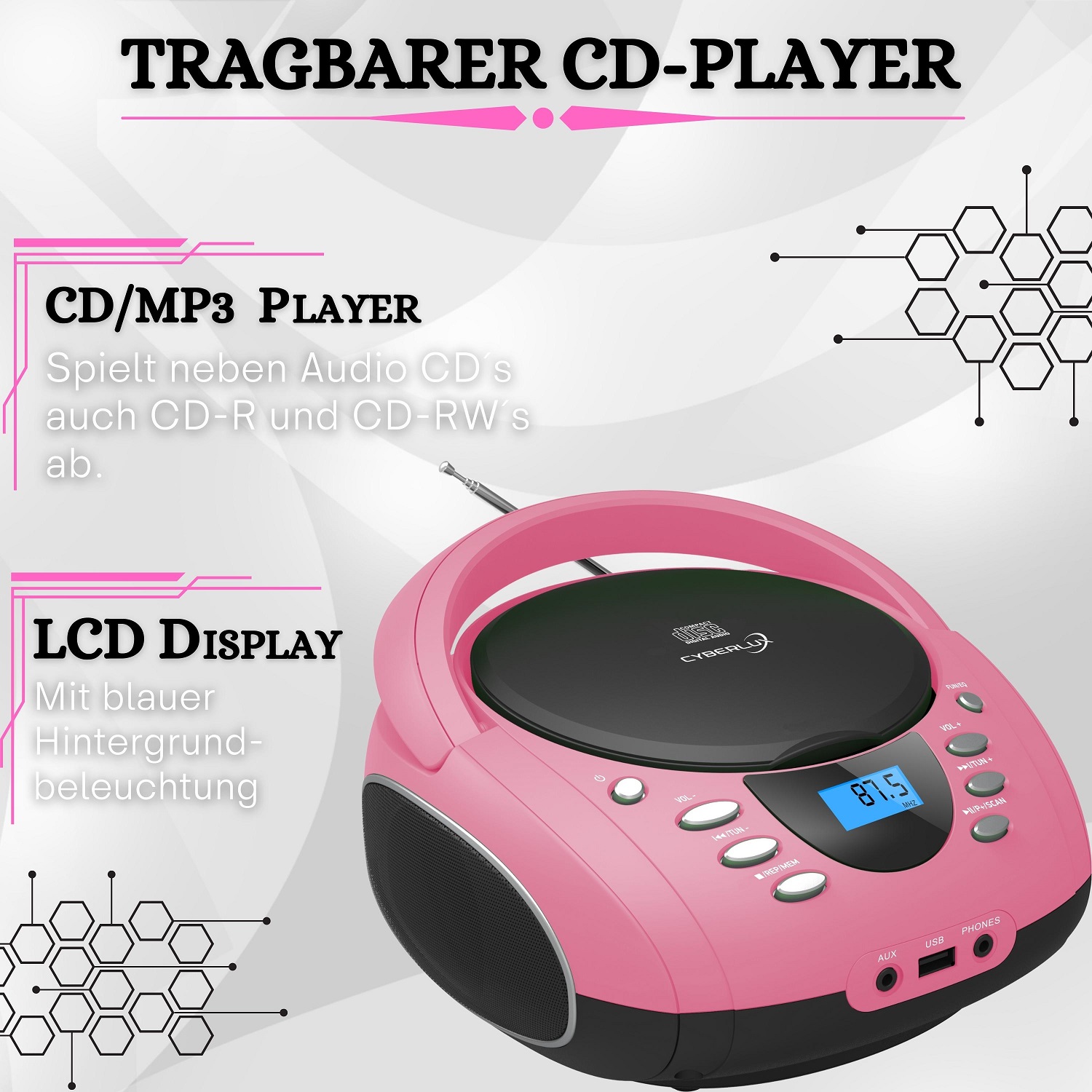 Cyberlux CL-720 CD-Player Pink