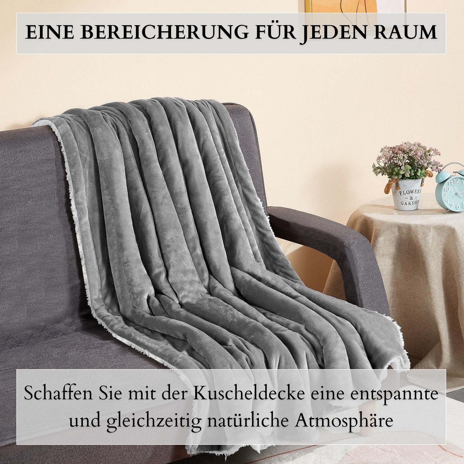 Ecosa EO-9504 Kuscheldecke 150*200cm Dunkelsilber+Weiß Ecosa EO-9507 Kuscheldecke 130*150cm Dunkelsilber+Weiß