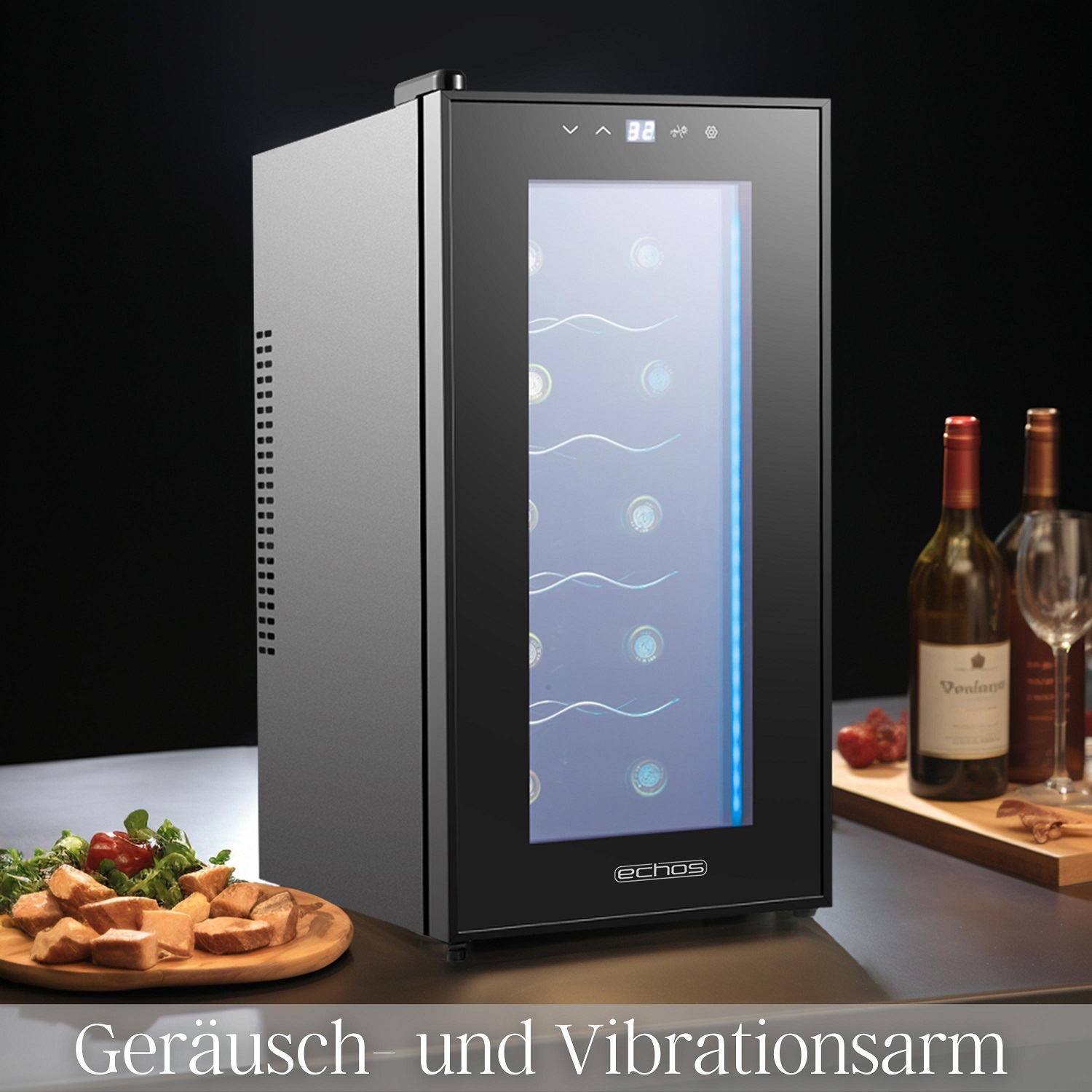 Echos Weinkühler 28 Liter | 10 Flaschen | Glastür Echos Weinkühler 28 Liter | 10 Flaschen | Glastür